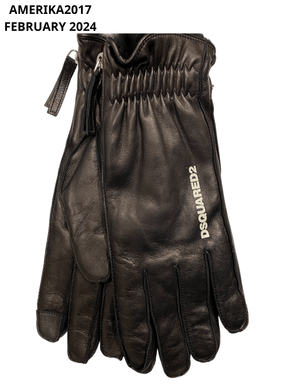 Dsquared2 Leather black gloves size 8