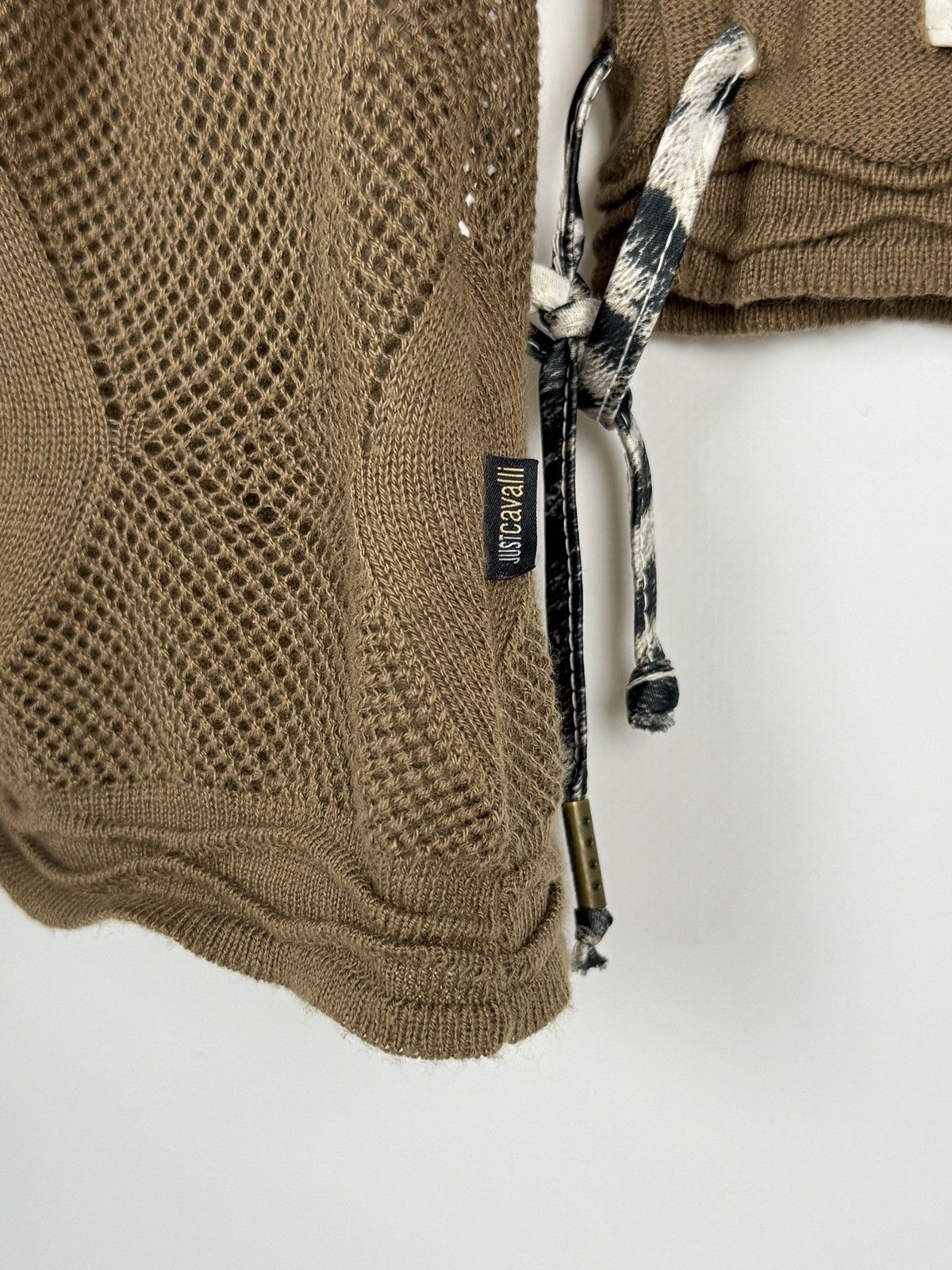 Just Cavalli Y2K Vintage Just Cavalli Brown Fishnet Knitted V-Neck Top 38 Size XS / US 0-2 / IT 36-38 - 7 Thumbnail