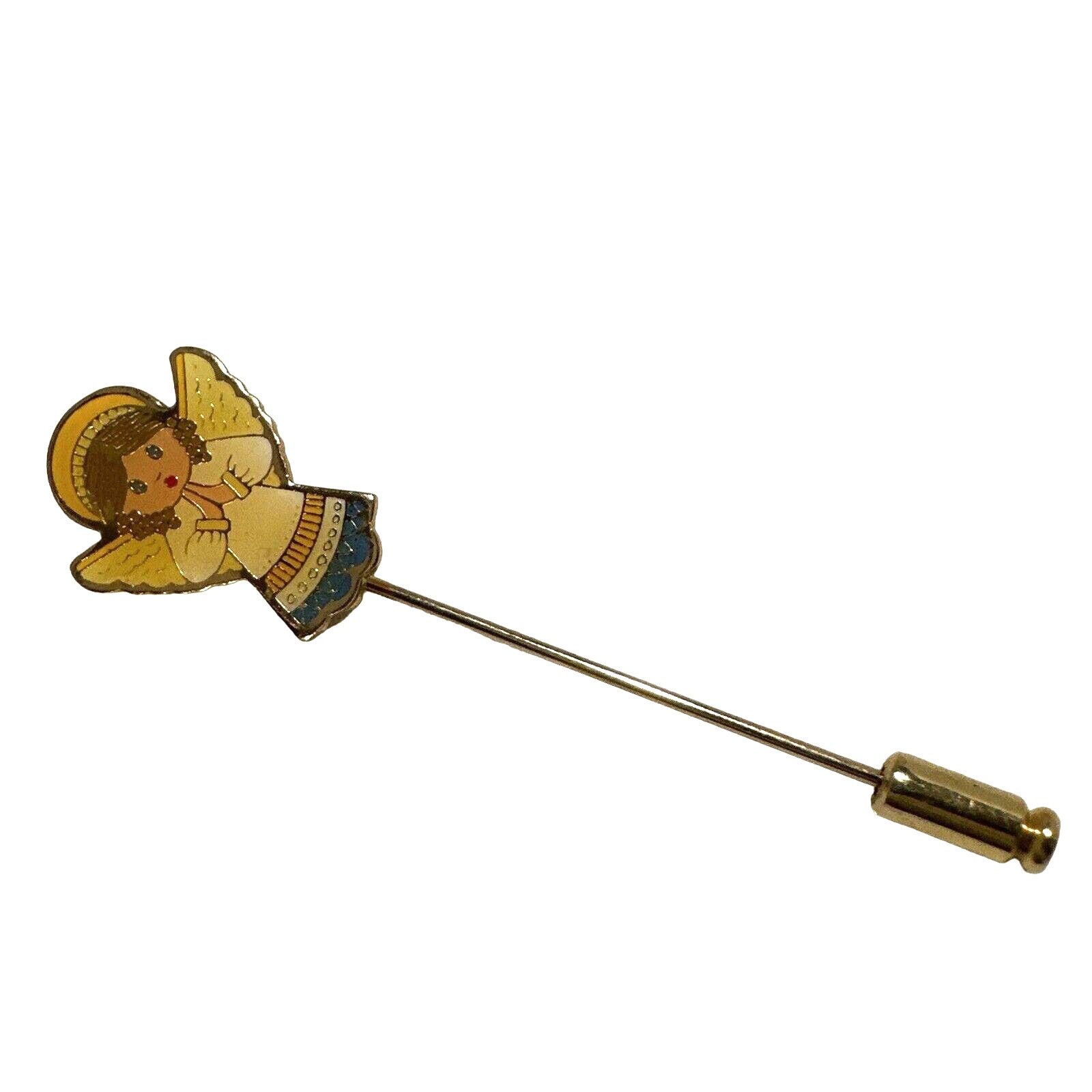 Vintage SWIP 1980 Enamel Cloisonne Praying Angel Stick Pin Lapel Size ONE SIZE - 1 Thumbnail