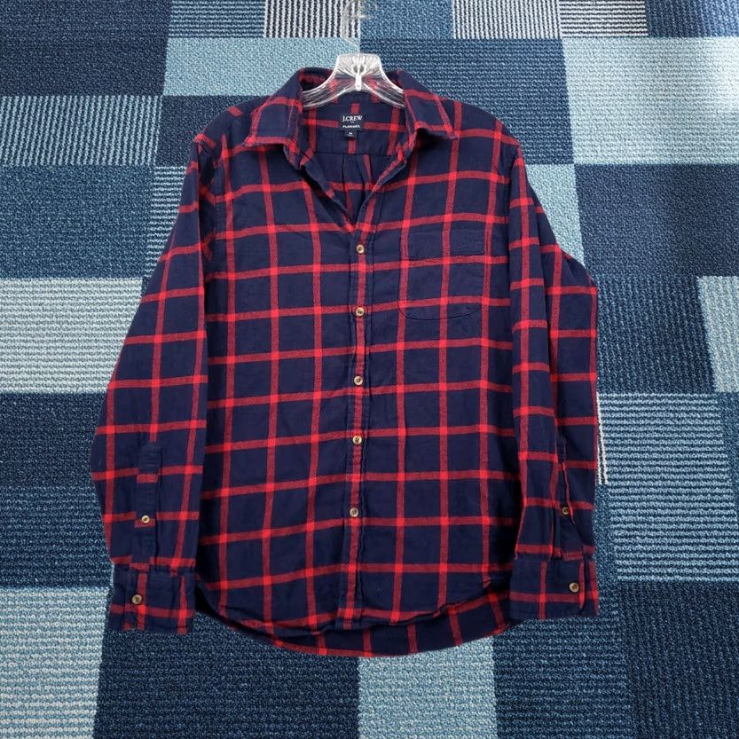 J.Crew J.CREW Shirt Mens M Medium Blue Red Plaid Flannel Slim Button-Up Long Sleeve Size US M / EU 48-50 / 2 - 1 Thumbnail