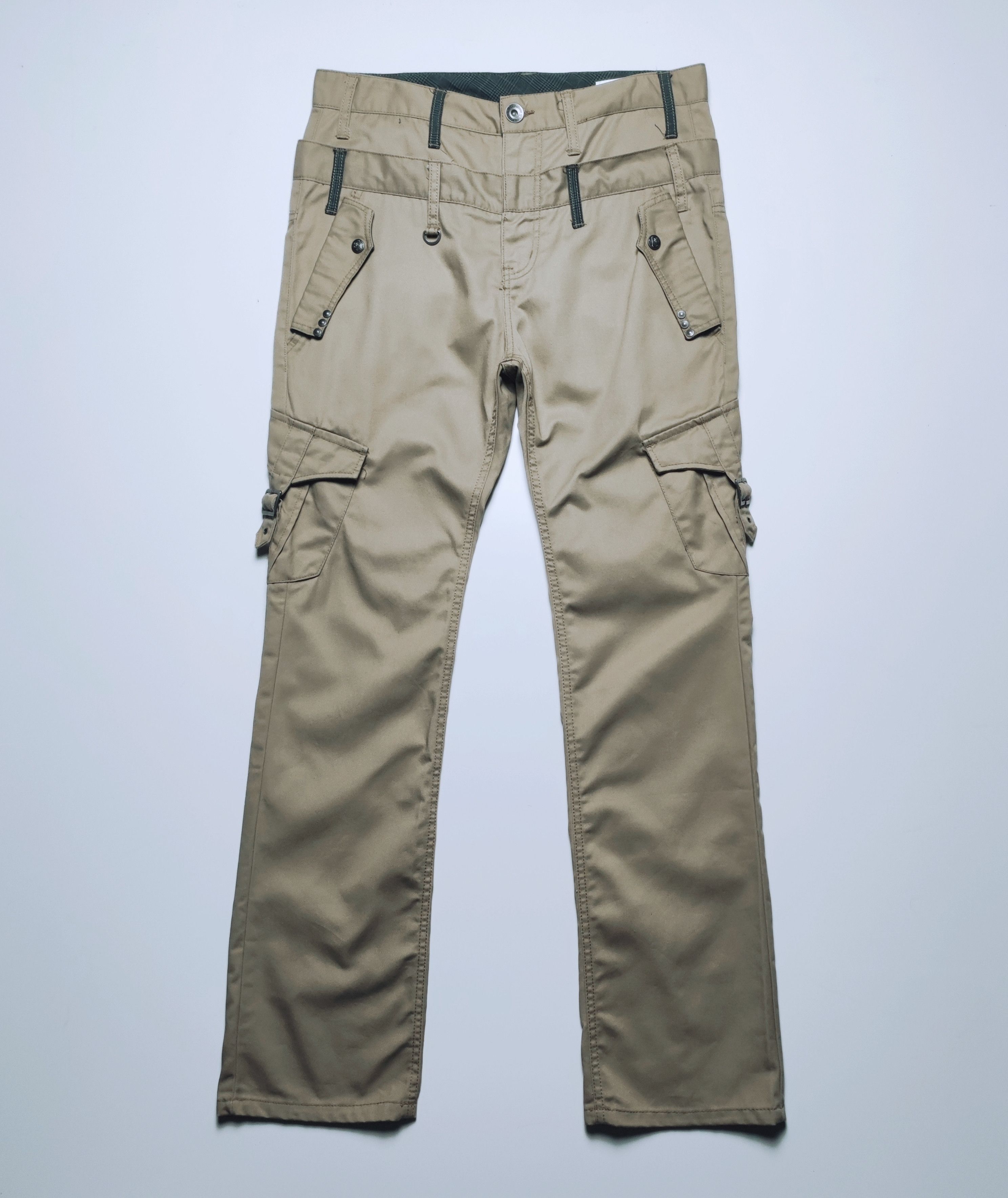 image of Archival Clothing Doublefocus Skull Bondage Multipocket Cargo Pants in Khaki, Men's (Size 33)