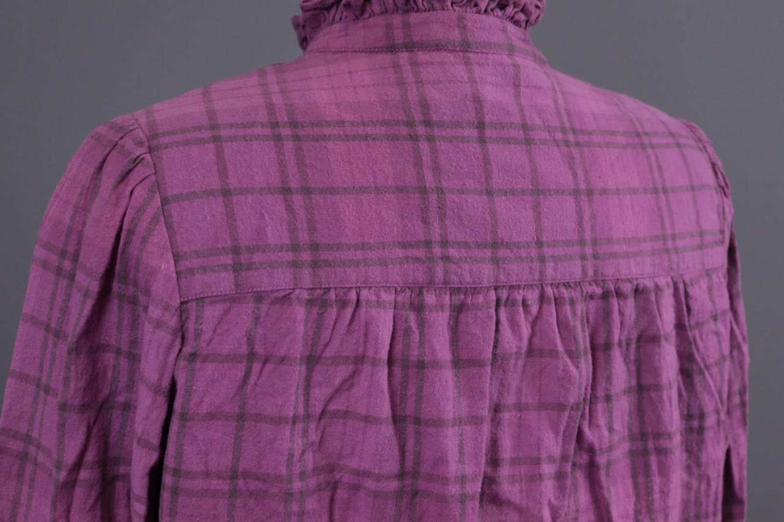 Def Leppard BA&SH Purple Check Printed Henley Blouse Shirt Size 0 Size XS / US 0-2 / IT 36-38 - 12 Thumbnail
