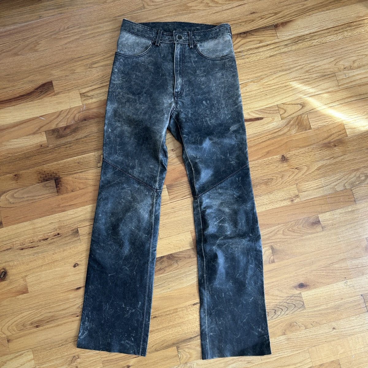 Vintage Harley-Davidson Distressed Black Leather Pants