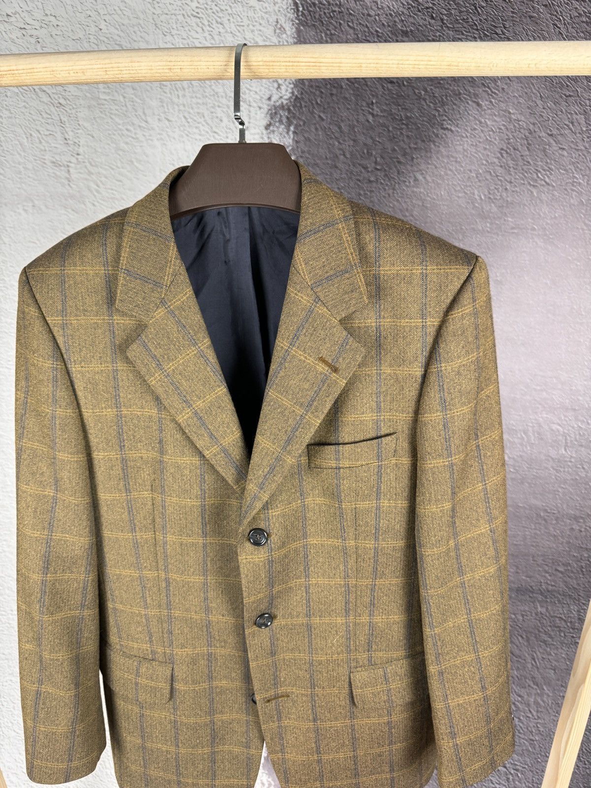 Other Desch vintage checkered beige tweed 3 button wool blazer Size 38R - 6 Thumbnail