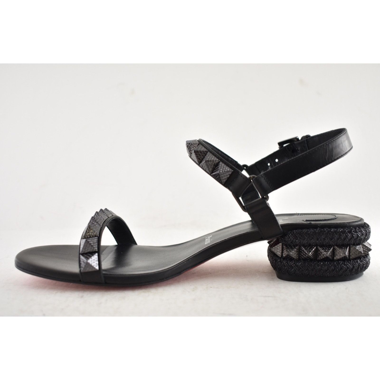 Christian Louboutin Christian Louboutin Pyrasand 30 Black Leather Sandal 39 Size US 9 / IT 39 - 15 Thumbnail