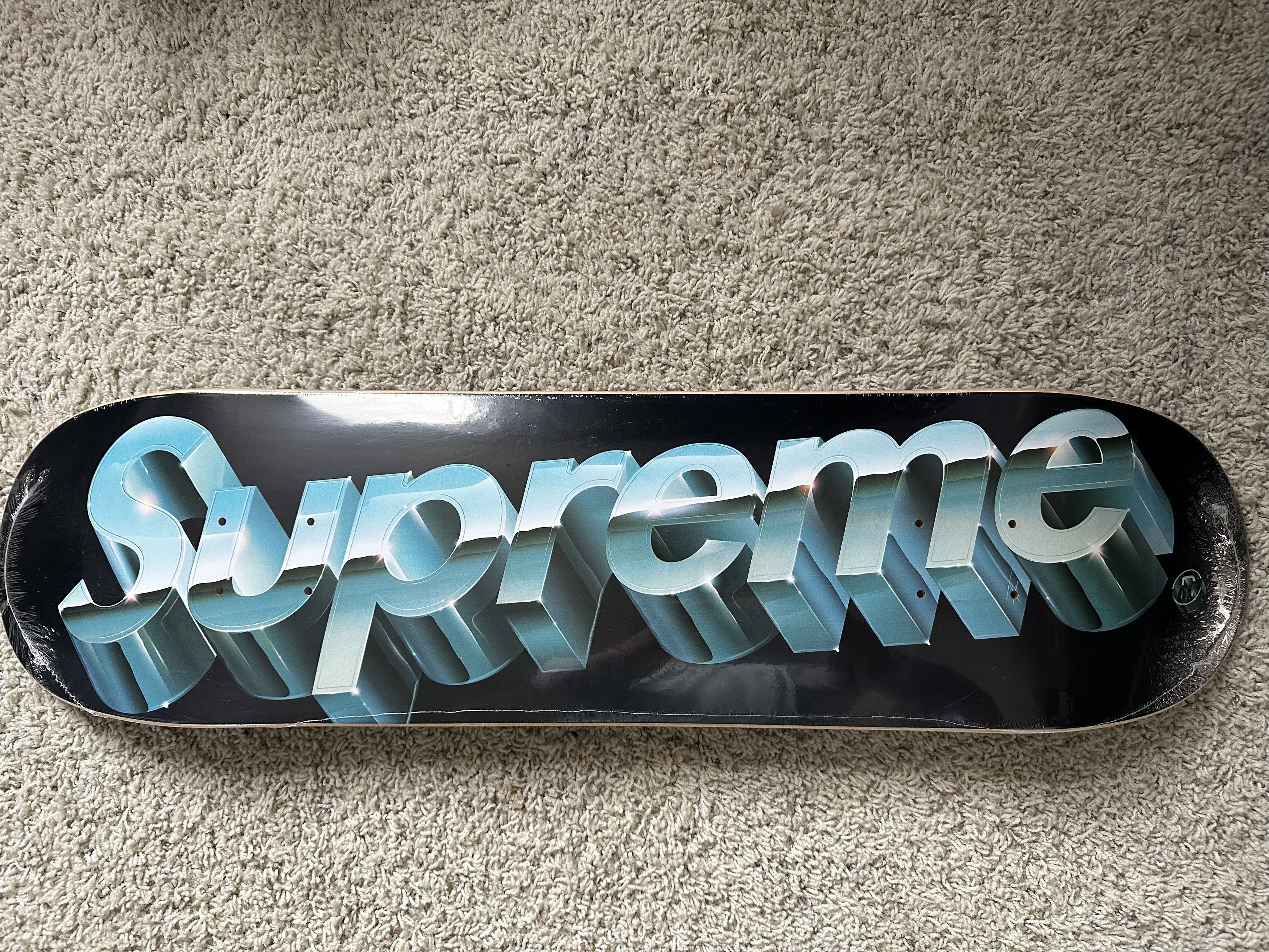 Supreme Chrome Logo Skateboard - Black - 8" x 31.875" Size ONE SIZE - 1 Thumbnail