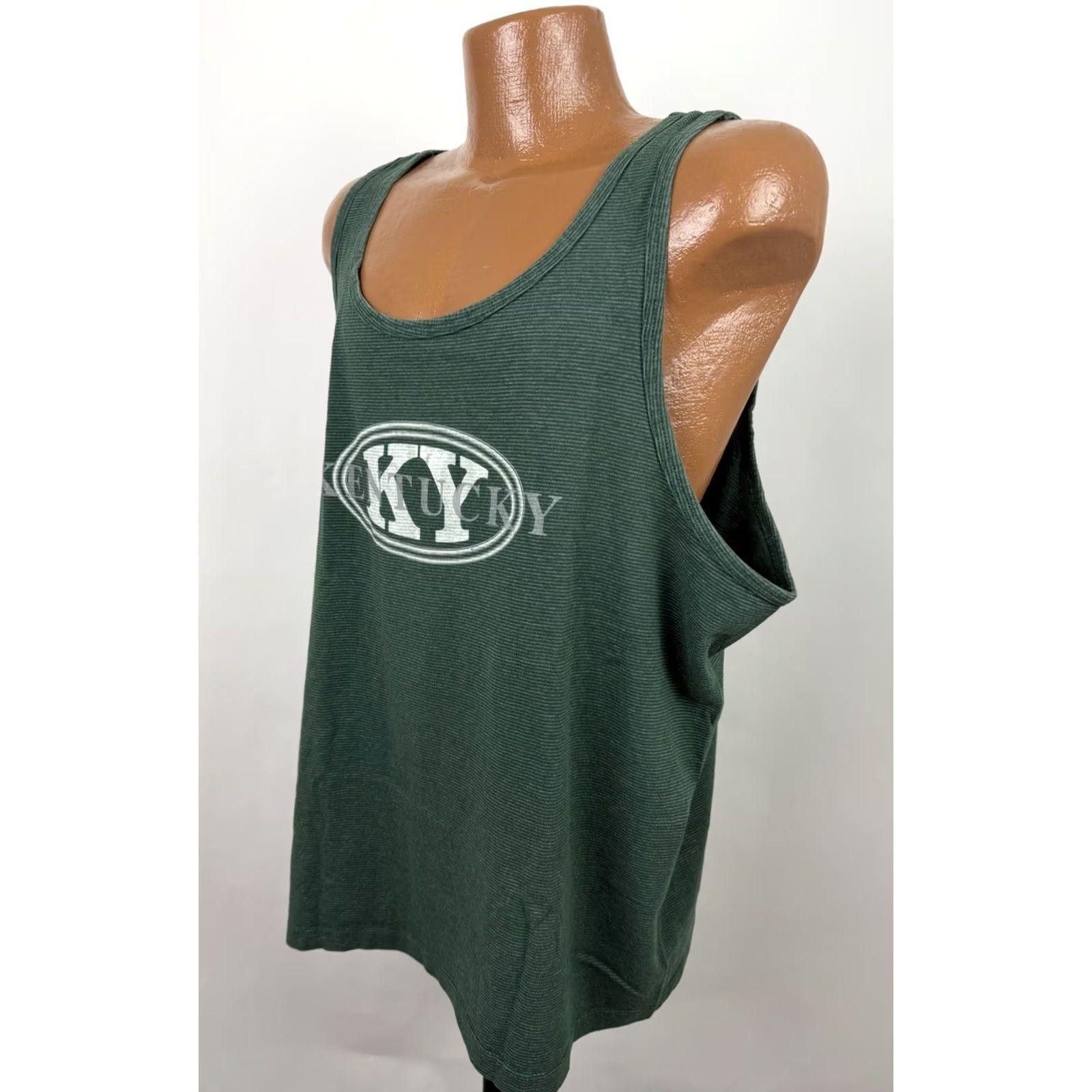Vintage VINTAGE 90s Tank Top Mens XL Forest Green Striped Workout Beach Kentucky Size US XL / EU 56 / 4 - 4 Thumbnail