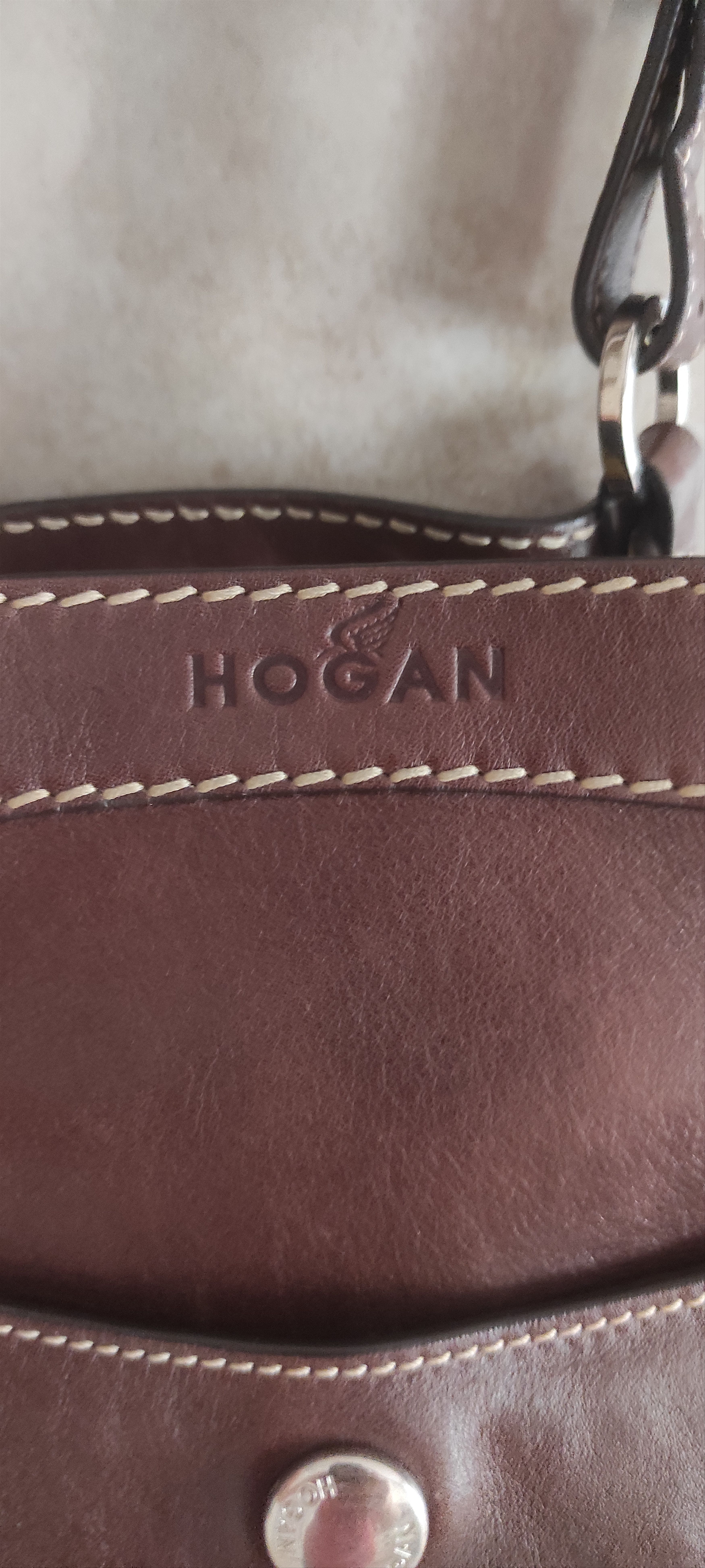 Hogan Hogan Vintage Cognac Brown Leather Shoulder Bag Made Italy Size ONE SIZE - 7 Thumbnail