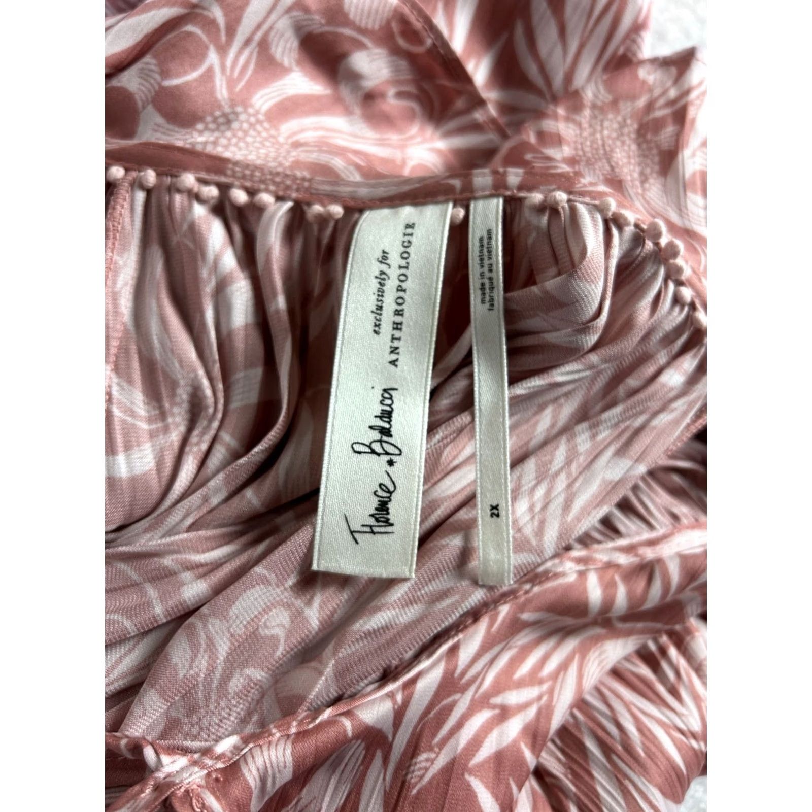 Anthropologie Florence Balducci for Anthropologie Womens Floral Button Down Boho Blouse 2X Pink White NWOT_Sold As Is Size XXL / US 16-18 / IT 52-54 - 3 Thumbnail