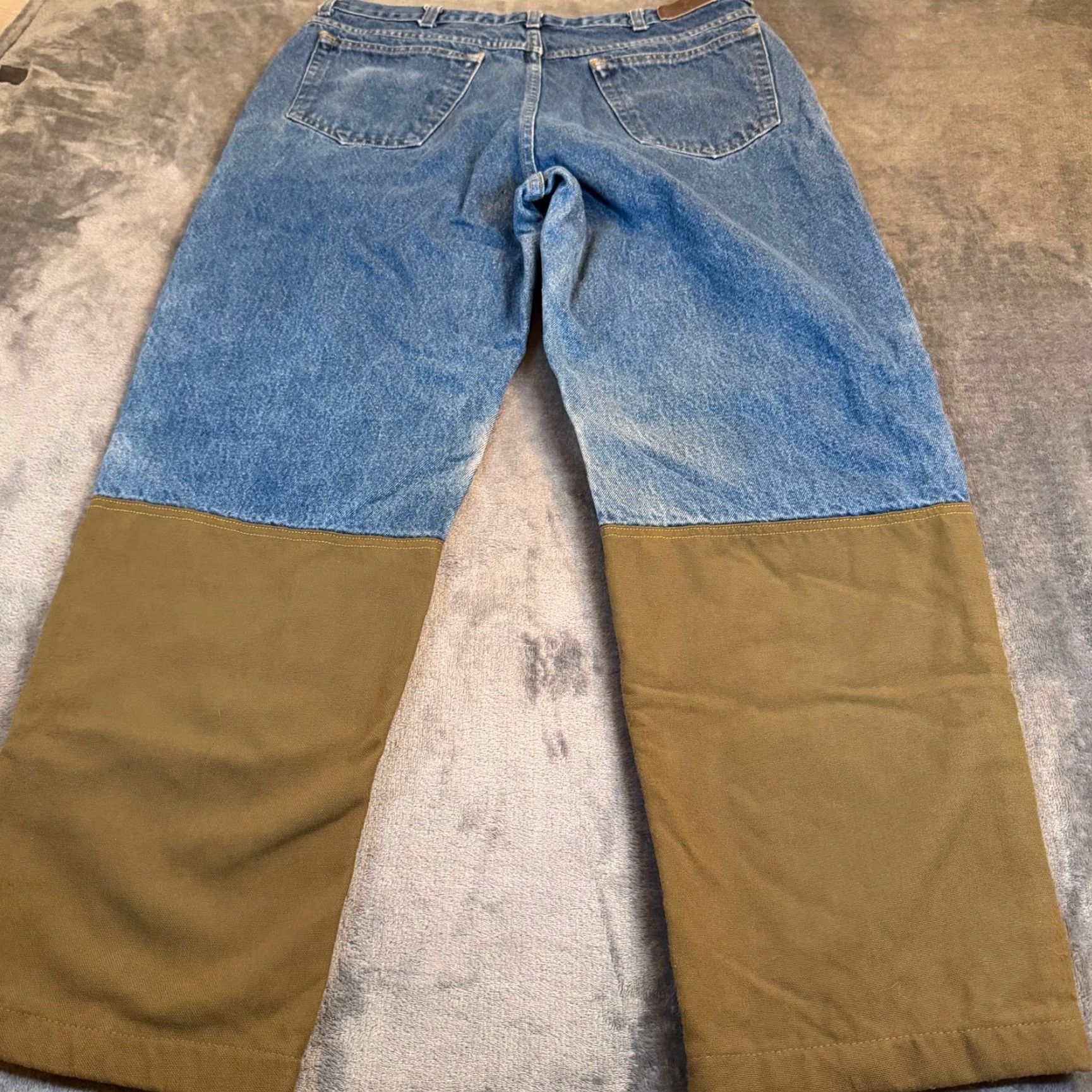 Vintage LL Bean Upland Field Jeans Denim Blue Olive Canvas 5-Pocket Mens 35x29 Straight Jeans Mens Regular Denim Cotton Size US 35 - 4 Thumbnail