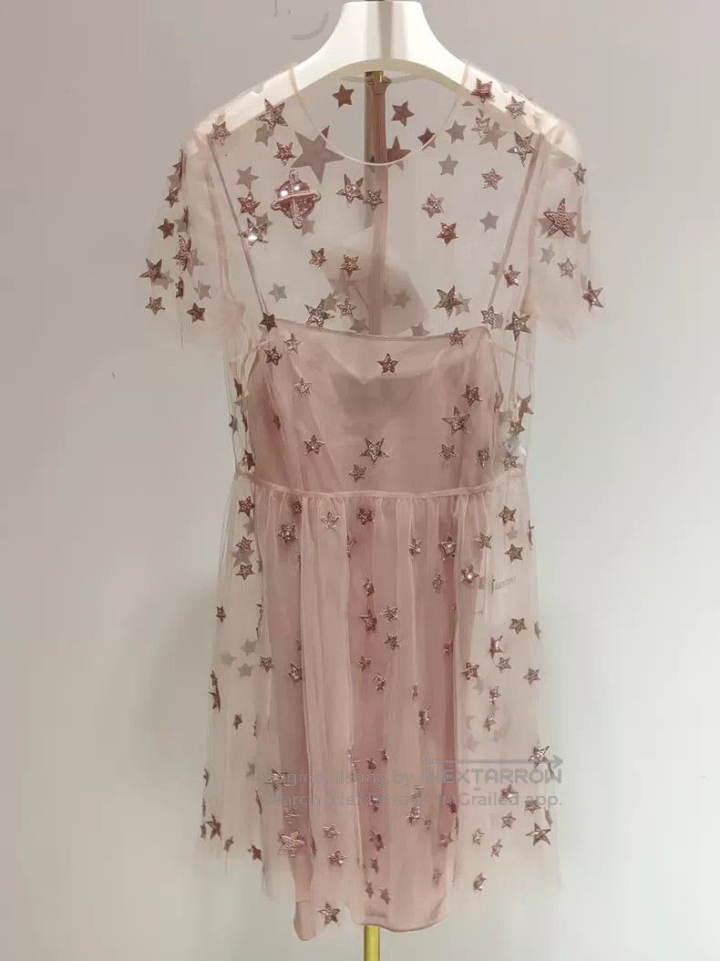 Valentino Valentino Main line pink star sequin dress Size S / US 4 / IT 40 - 2 Thumbnail