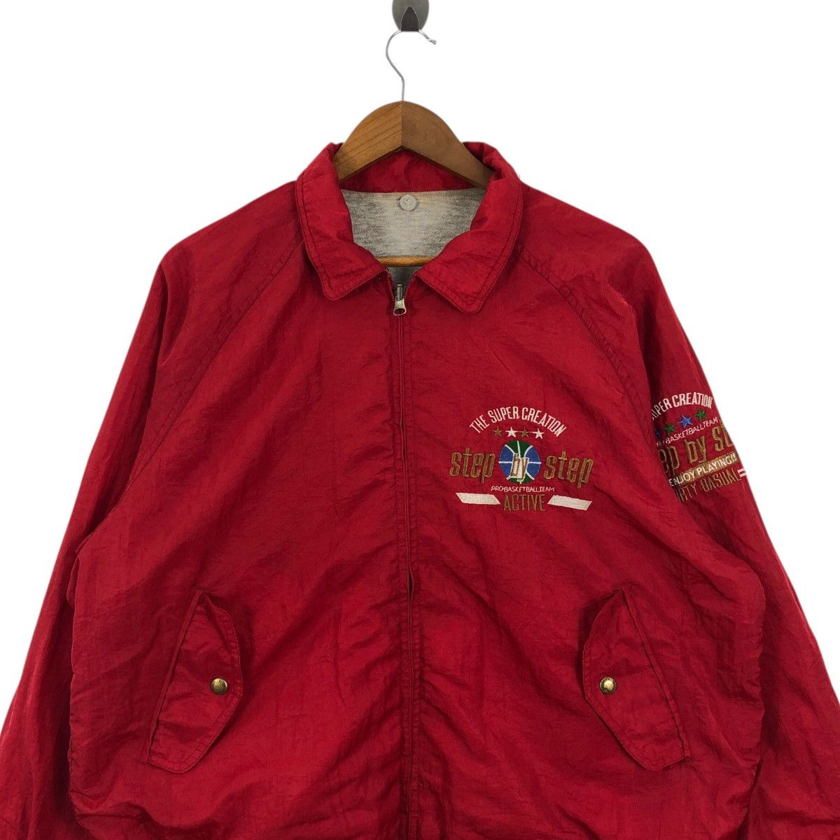 Other Vintage STEP BY STEP Pro Basketball Team Sport Bomber Jacket Size US XXL / EU 58 / 5 - 2 Thumbnail
