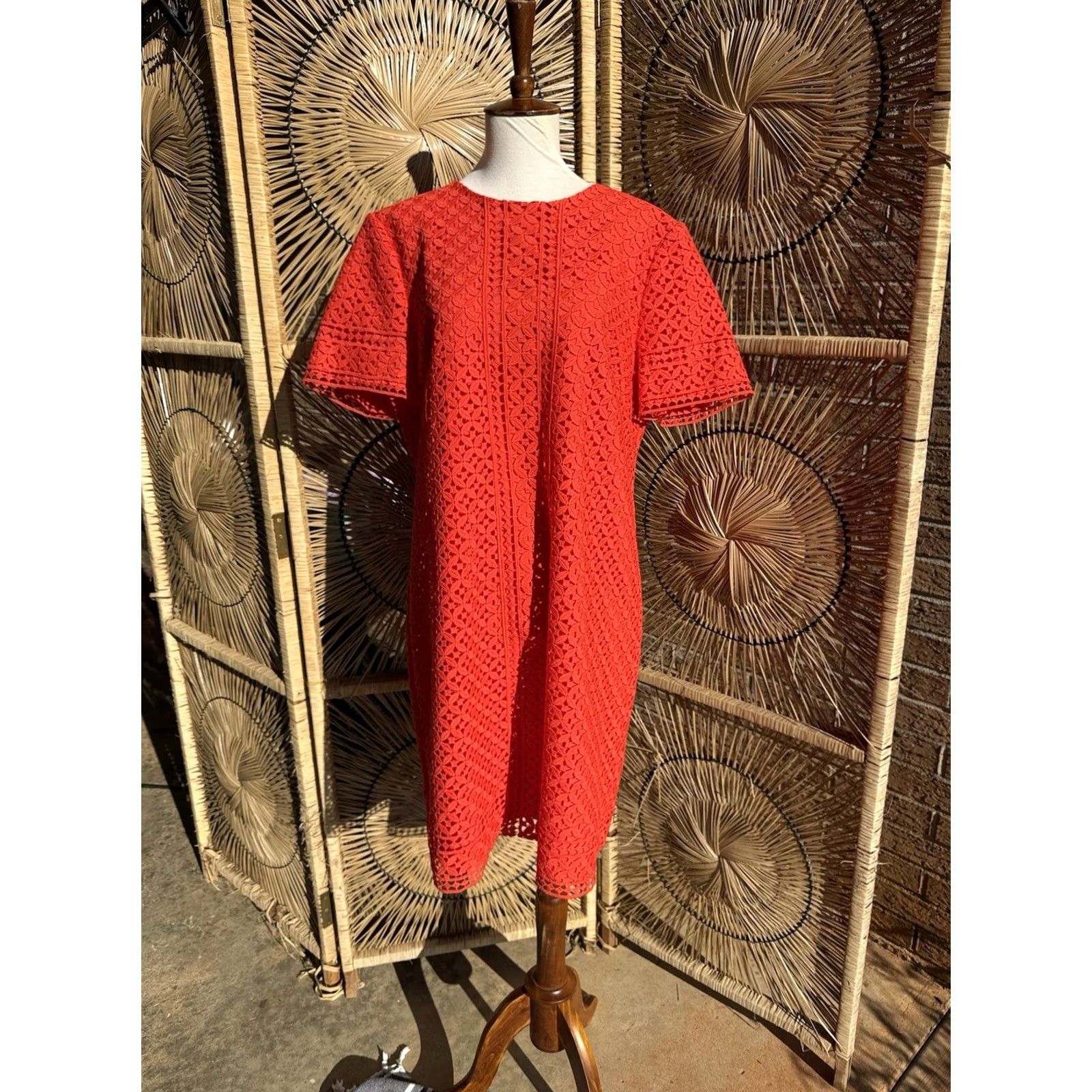 Trina Turk Trina Turk Dress Mini Lace Short-Sleeve Orange 10 Women Size L / US 10 / IT 46 - 4 Thumbnail