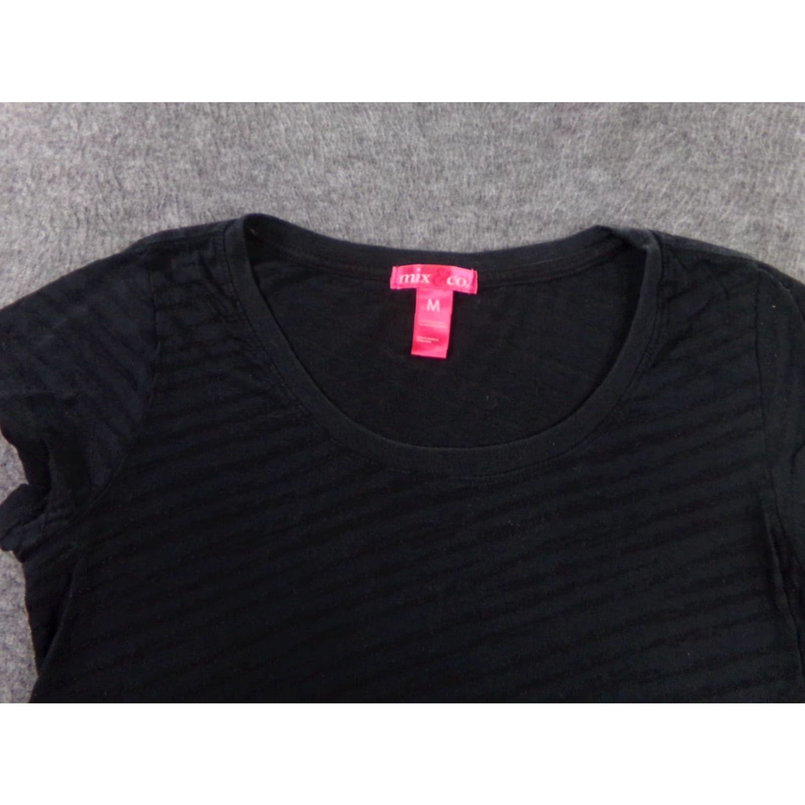 CO VINTAGE Mix Women's T-Shirt Casual Solid Black Short Sleeve Scoop Neck Cotton Blend 90s Classic Preppy Womens Size M / US 6-8 / IT 42-44 - 2 Thumbnail