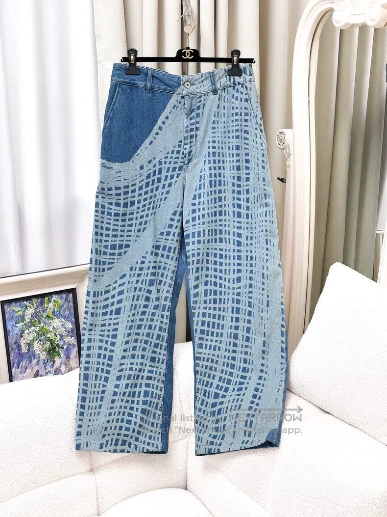 Loewe Loewe Blue Plaid Check Denim Pants Size 24" / US 00 / IT 34 - 1 Thumbnail