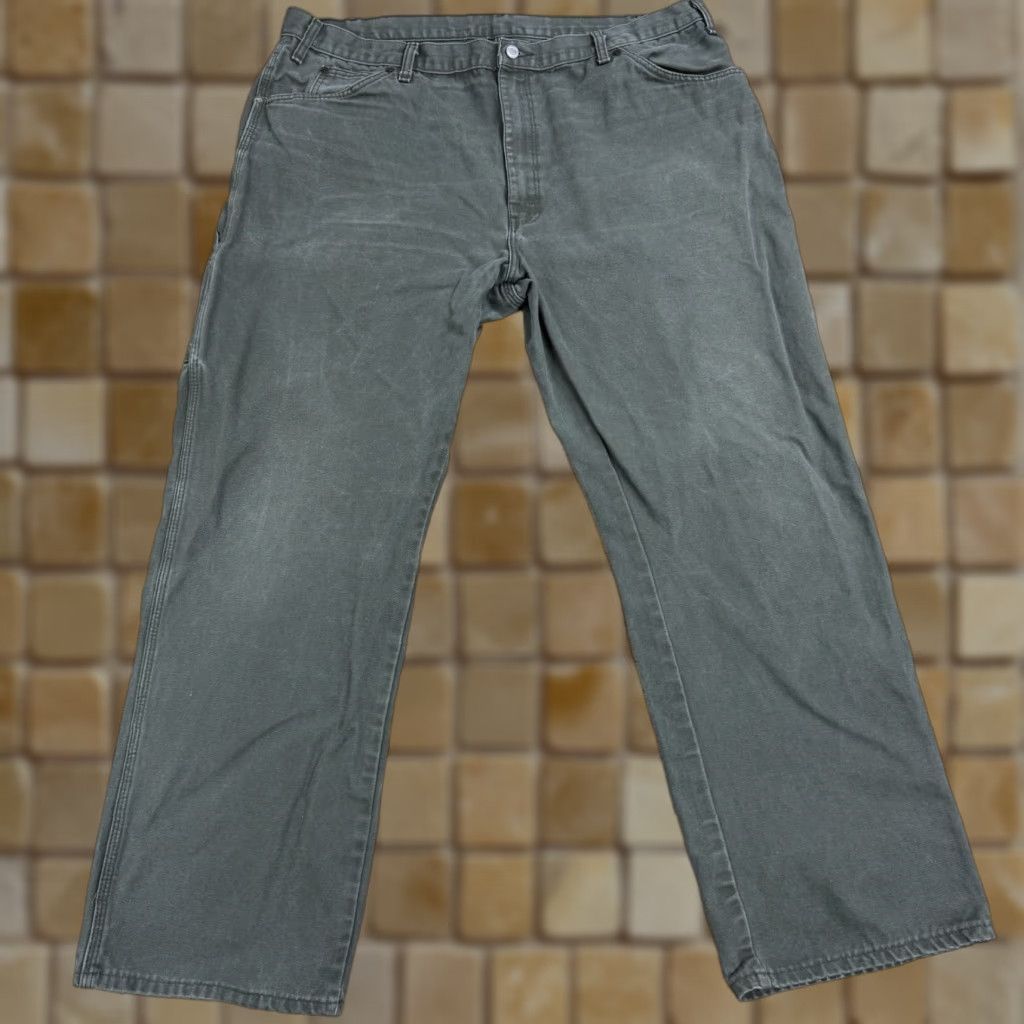 Dickies Dickies Pants Mens 44x32 Carpenter Utility Work Outdoor Canvas Green Distressed Accessories 5-Pocket Logo Zipper Button Straight Regular Cargo pocket Size US 44 / EU 60 - 1 Thumbnail