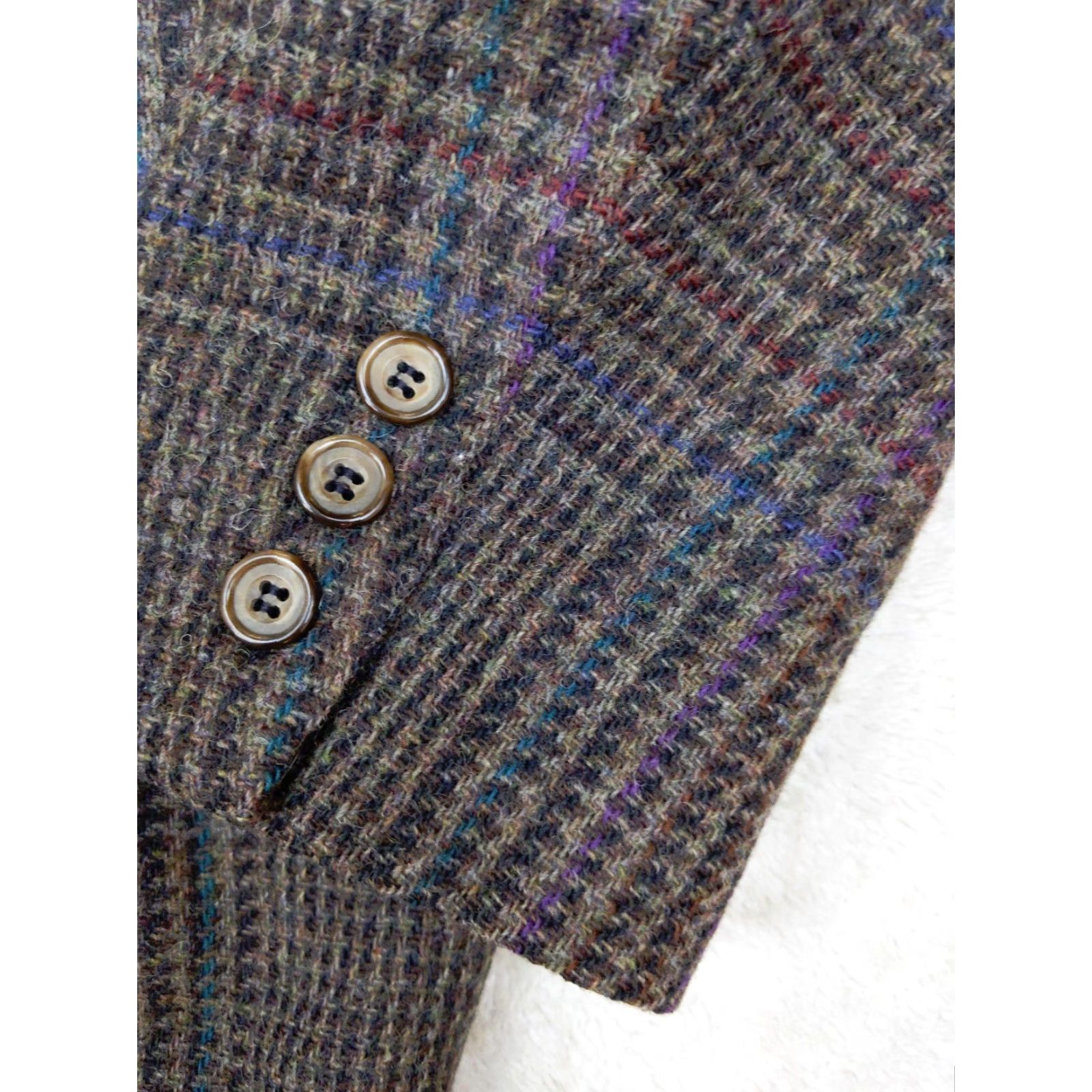 Vintage VINTAGE Christopher Hayes Men Blazer 39R Beige Glen Check Tweed Wool Two-Button Notch Lapel Jacket Carded/Jacket/Coat Regular Length Size 40R - 2 Thumbnail