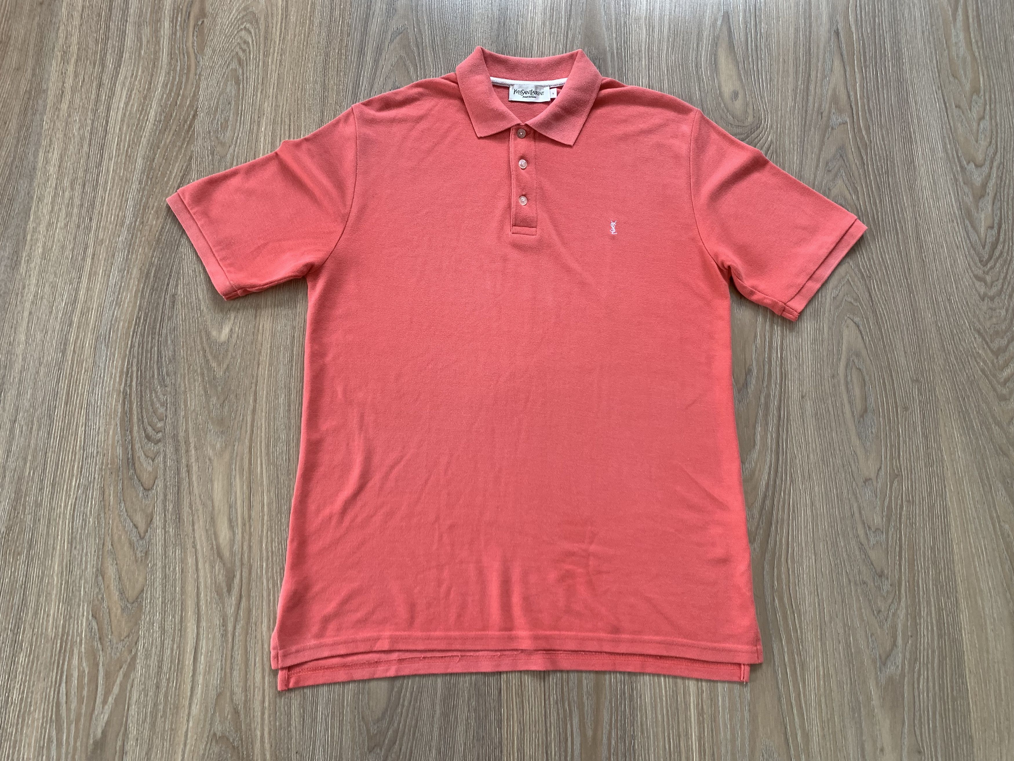 Yves Saint Laurent Vintage Yves Saint Laurent Pink Coral Polo T Shirt Size US L / EU 52-54 / 3 - 2 Thumbnail