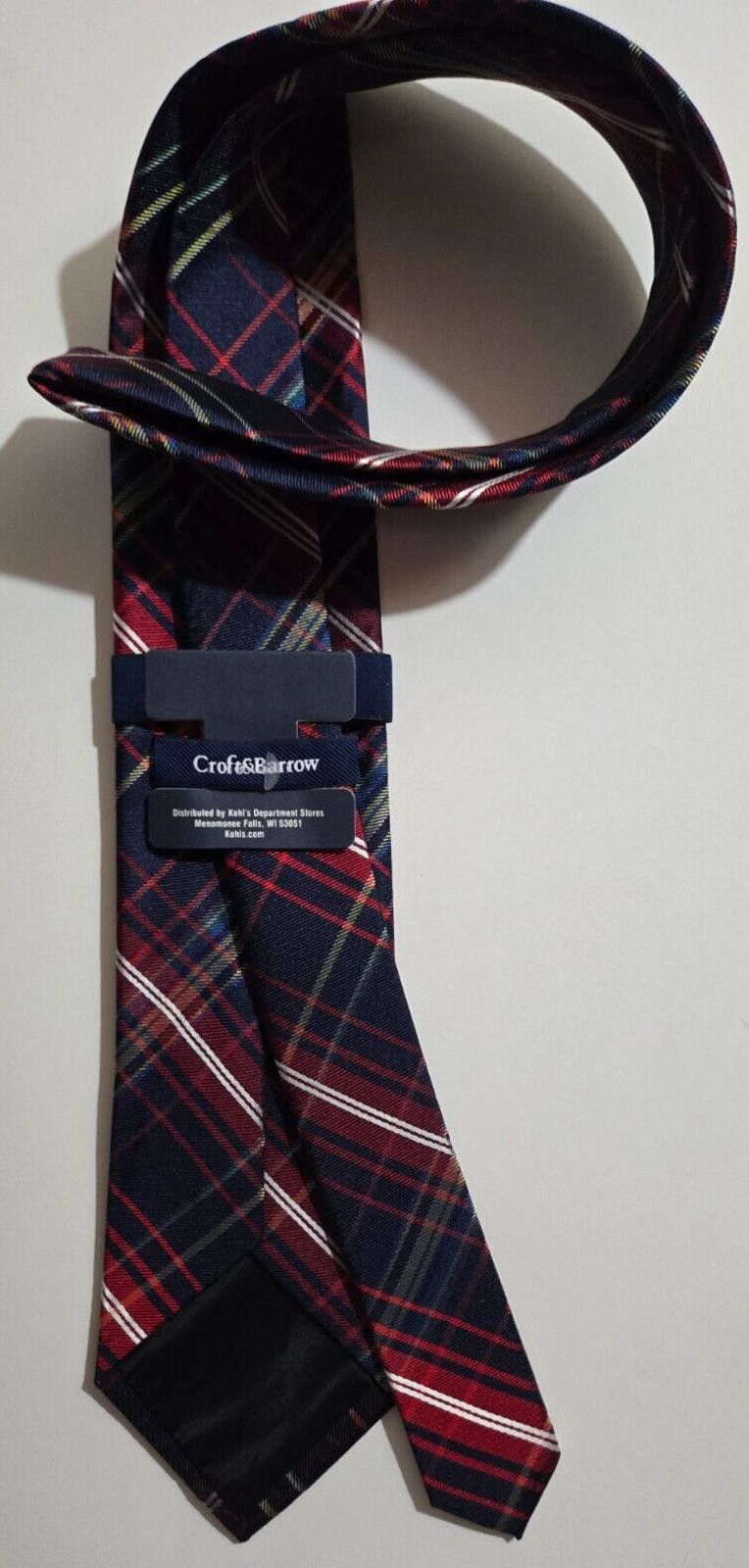 Croft & Barrow Croft and Barrow Necktie Tie Red and Navy Plaid NEW NWT Size ONE SIZE - 2 Thumbnail