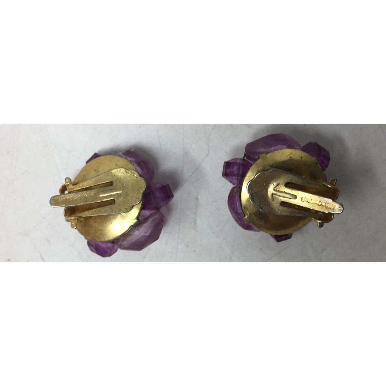 Other Women's Beaded Purple and Gold Tone Clip On Earrings Size ONE SIZE - 4 Thumbnail
