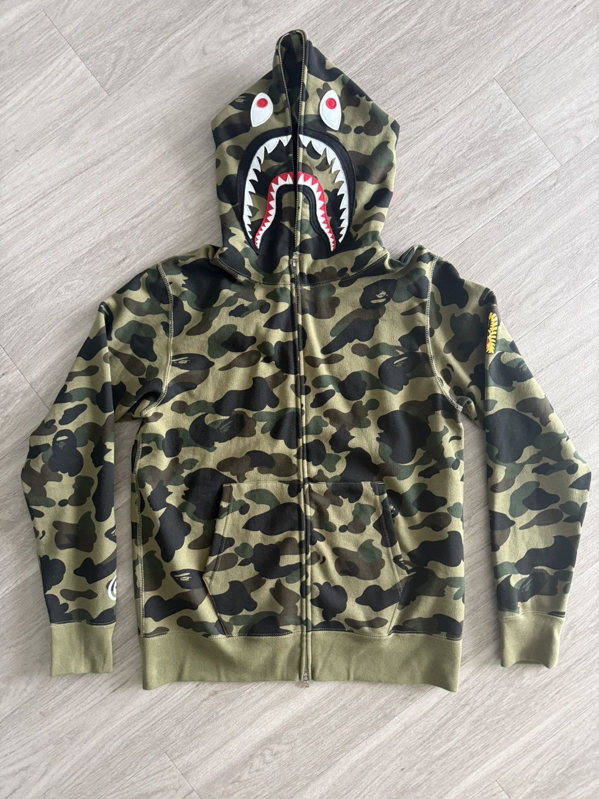 Bape Green First Camo PONR Shark Full Zip