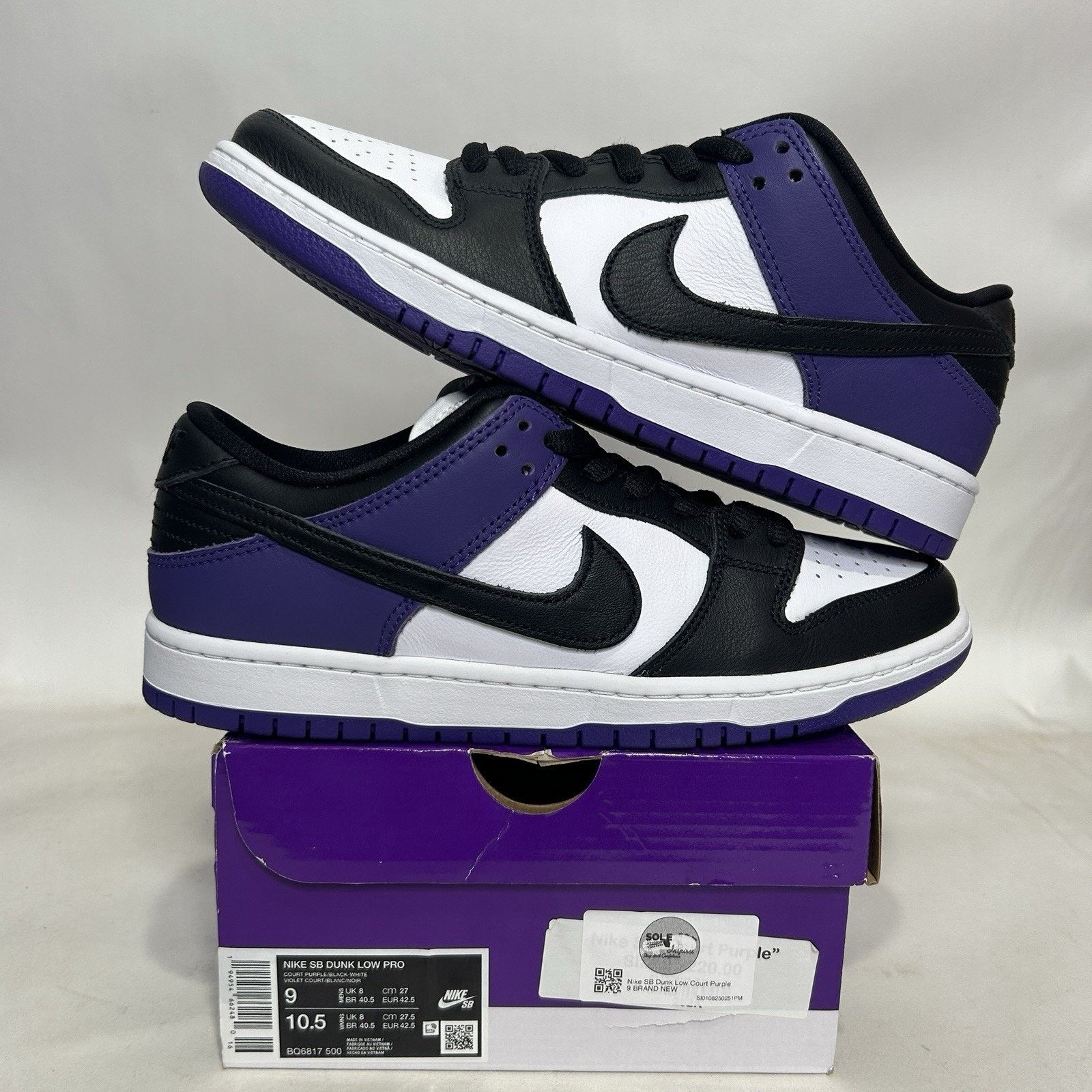 Nike Nike SB Dunk Low Pro “Court Purple” Size US 9 / EU 42 - 1 Thumbnail