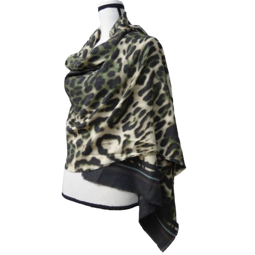 Other Inc International Concepts Striped Leopard-Print Wrap, Olive Size ONE SIZE - 1 Thumbnail
