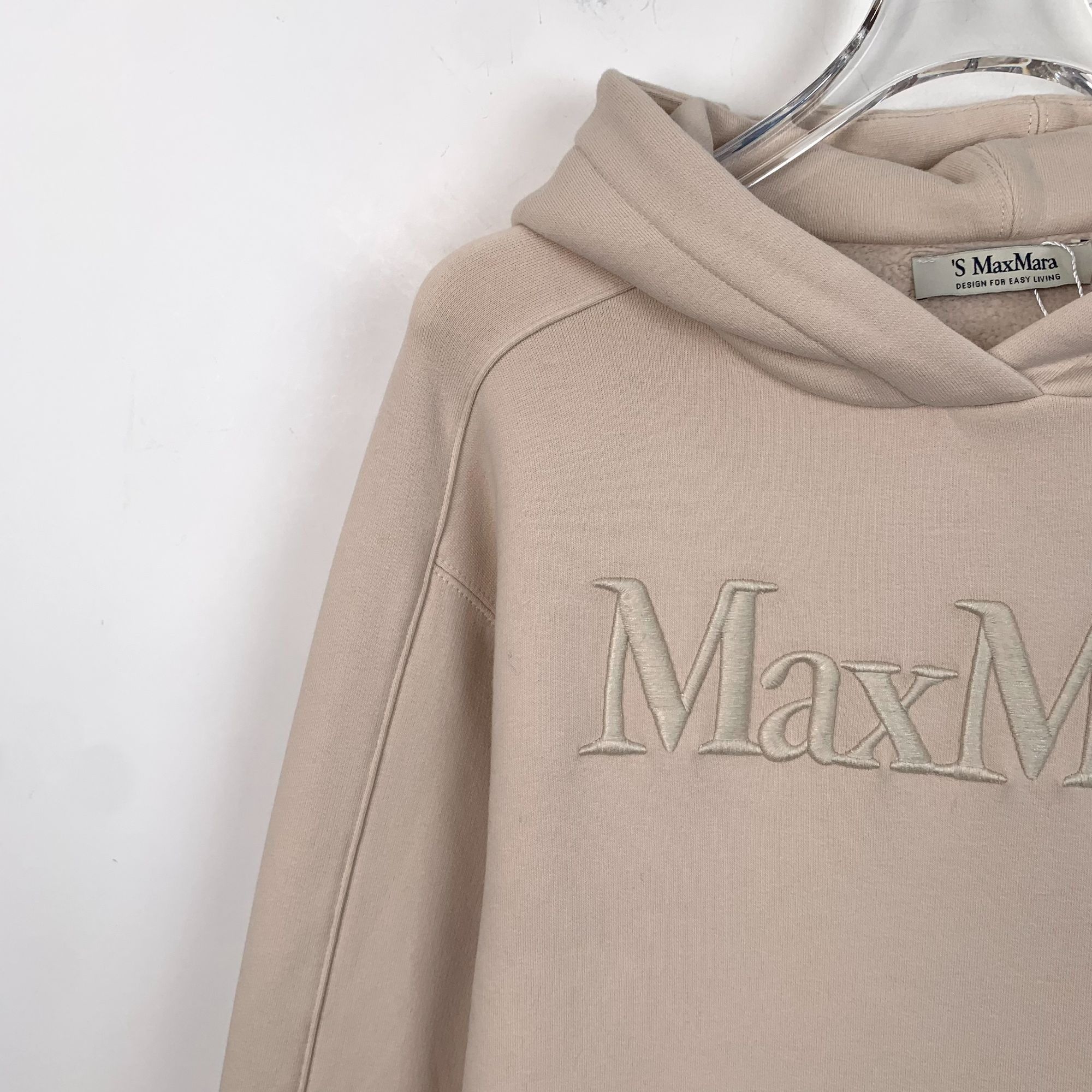 Max Mara MaxMara Womens Beige Hoodie Sweatshirt Embroidered Logo Size Size S / US 4 / IT 40 - 3 Thumbnail