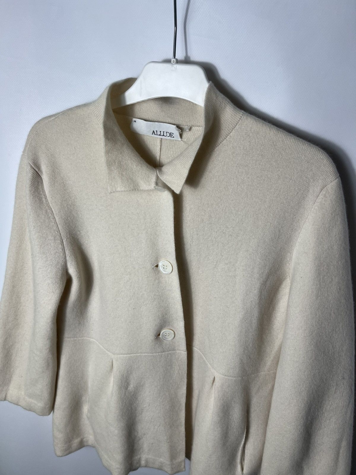Allude Vintage luxury Allude Cashmere Cream Cardigan Size M Size M / US 6-8 / IT 42-44 - 2 Thumbnail