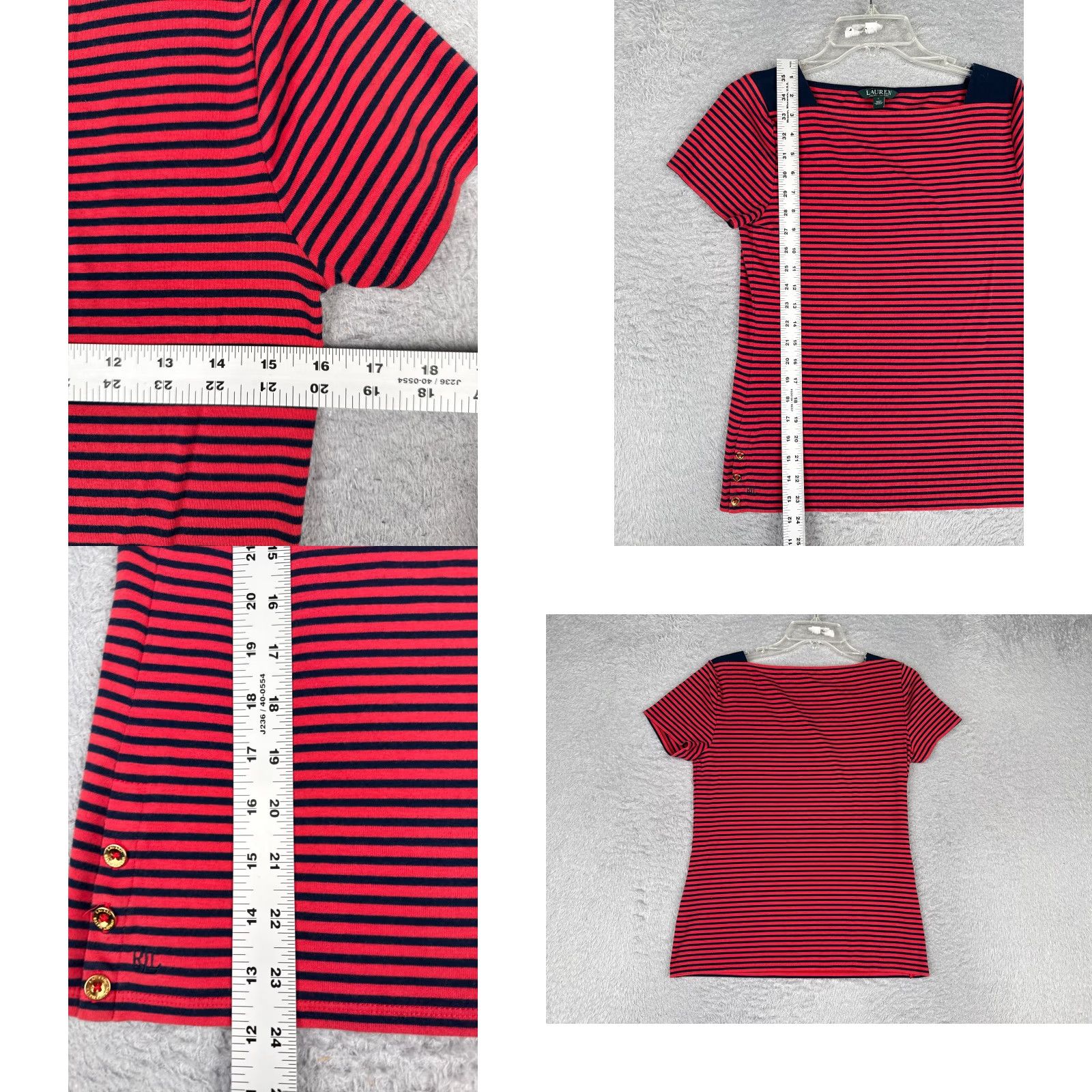 Ralph Lauren Lauren Ralph Lauren Shirt Women Large Pink Stripe Short Sleeve Square Neck Size L / US 10 / IT 46 - 8 Thumbnail