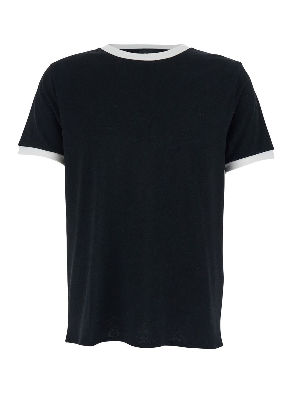 A.P.C. Black T-shirt with Contrast Details on the Neck and Sleeves in Cotton and Linen Blend for Men Size US XL / EU 56 / 4 - 1 Thumbnail