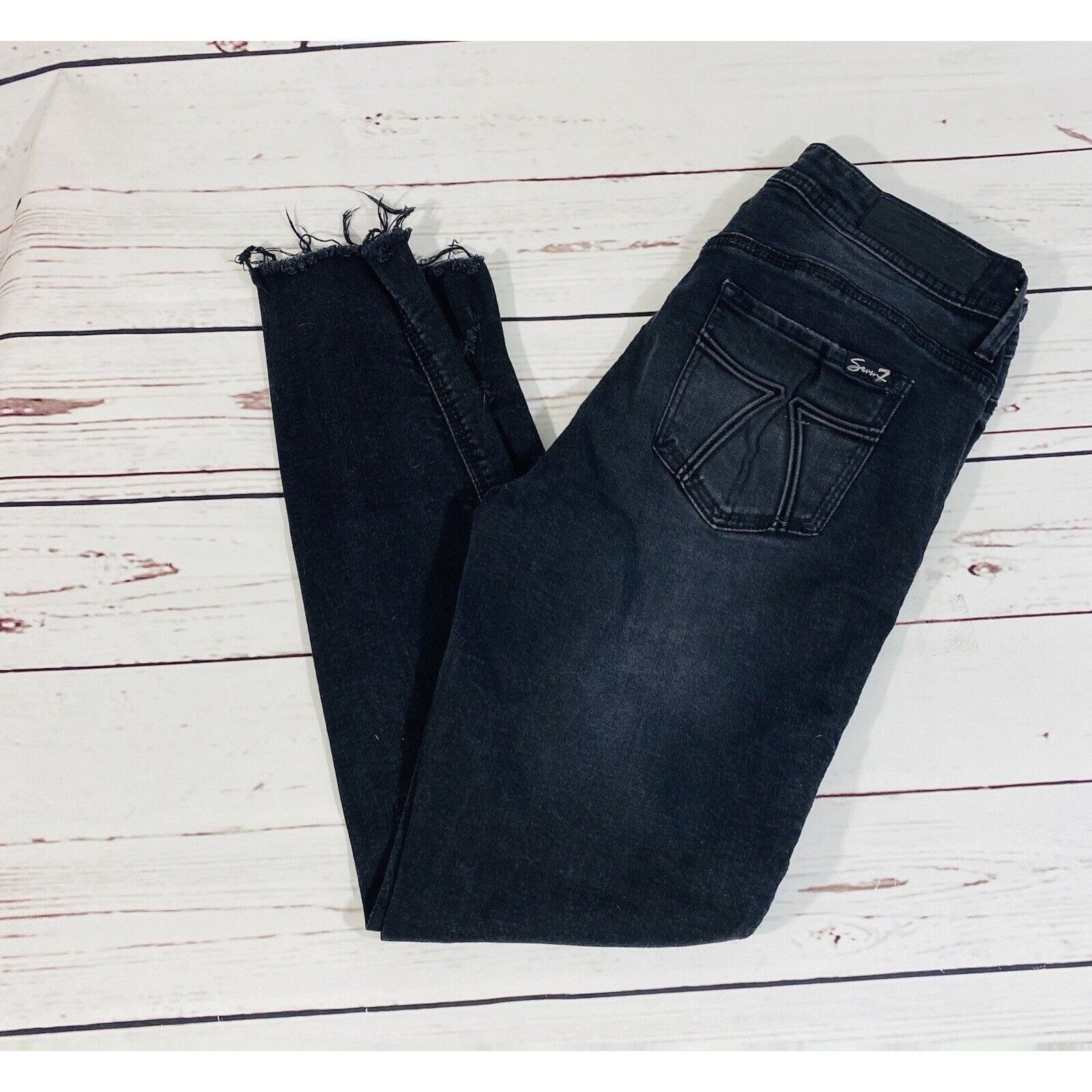 Seven 7 Seven7 Womens Black Distressed Skinny Jeans Size 6 Frayed He Size 28" / US 6 / IT 42 - 5 Thumbnail