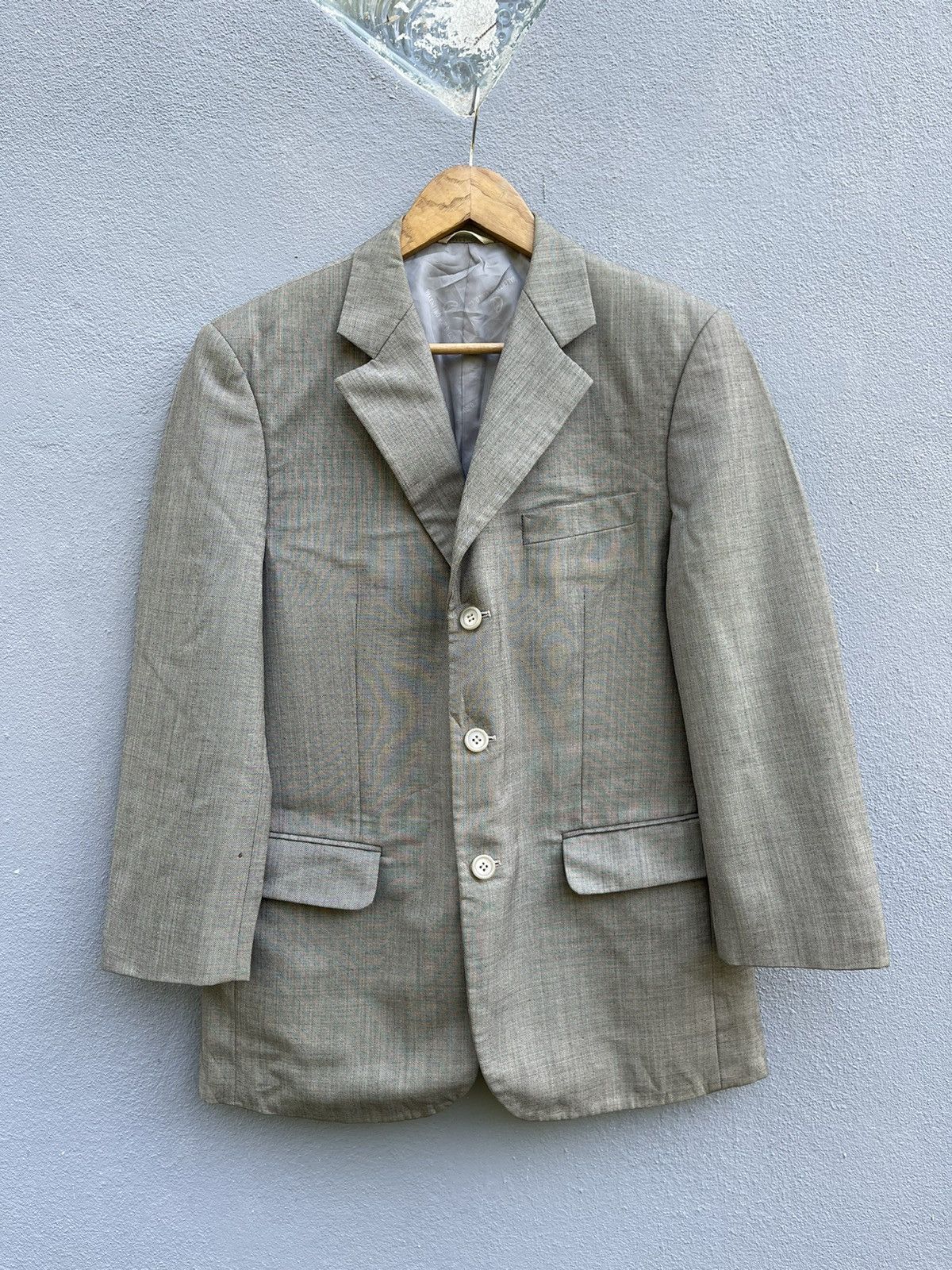 Designer Vintage Valentino World Blazer - Size 46 - Gray Herringbone Size 38L - 1 Thumbnail