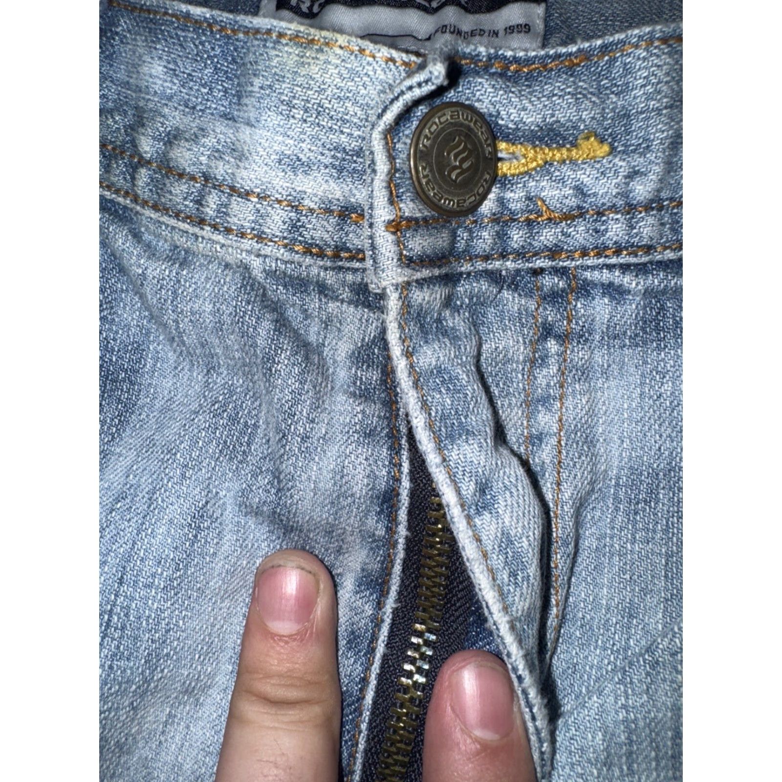 Rocawear VINTAGE Rocawear Baggy Denim Shorts Y2K Hip Hop Jean Shorts 35 Men Blue 90s Grunge Jorts Size US 35 - 3 Thumbnail