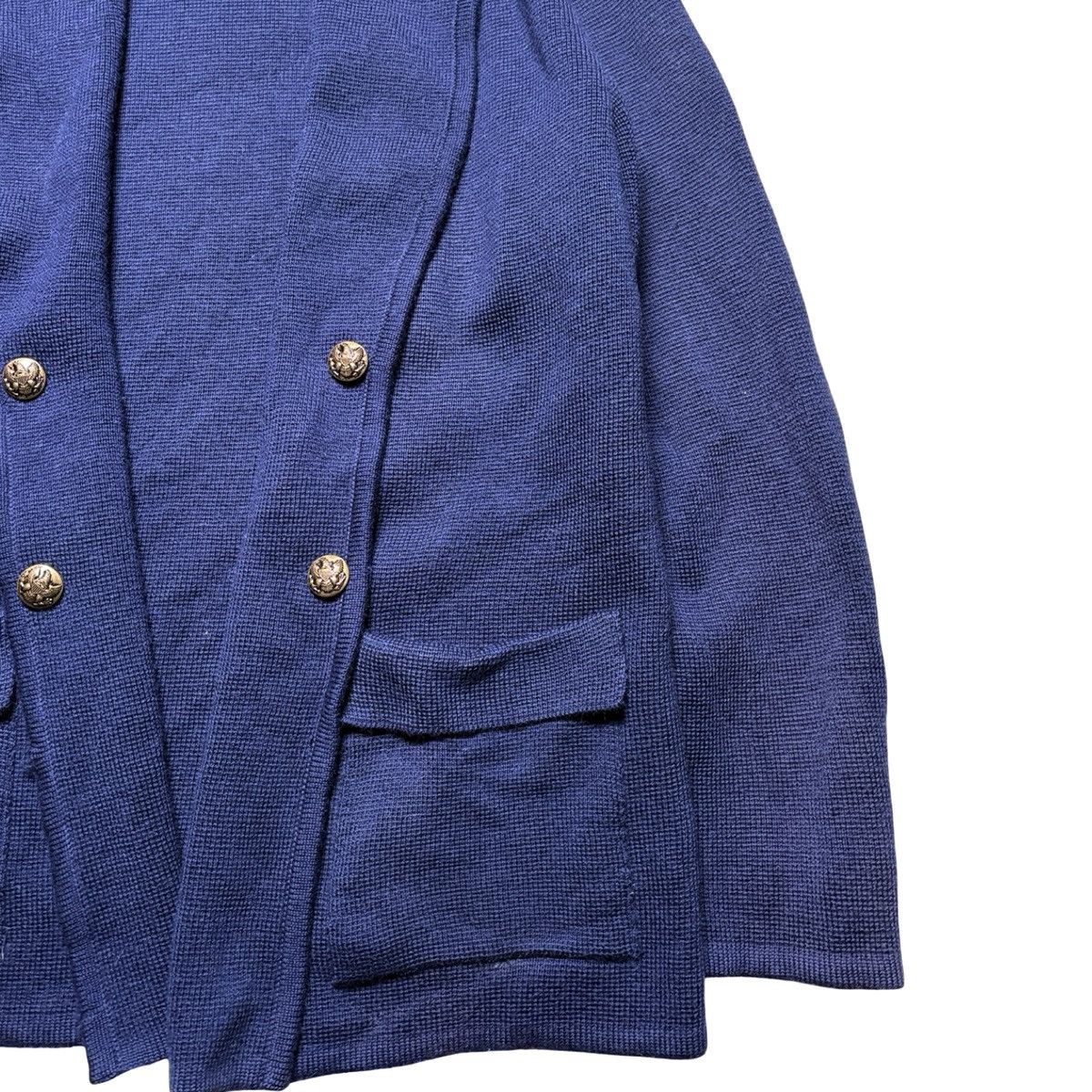 Other Vintage Damon Navy Sweater Cardigan 60s 100% Wool True Size US L / EU 52-54 / 3 - 2 Thumbnail