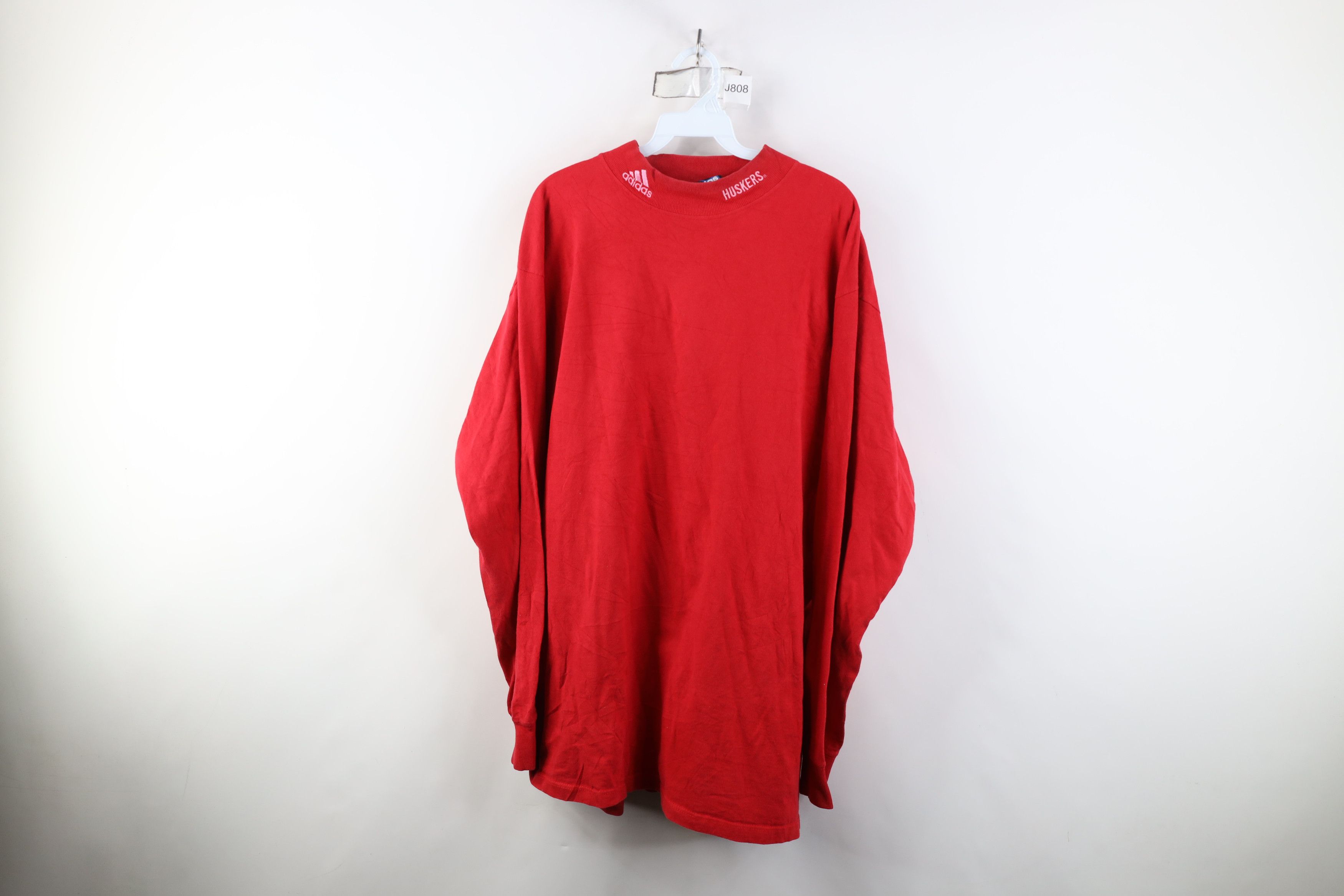 Adidas Vintage 90s Adidas Nebraska Mock Neck Long Sleeve T-Shirt Size US XL / EU 56 / 4 - 1 Thumbnail