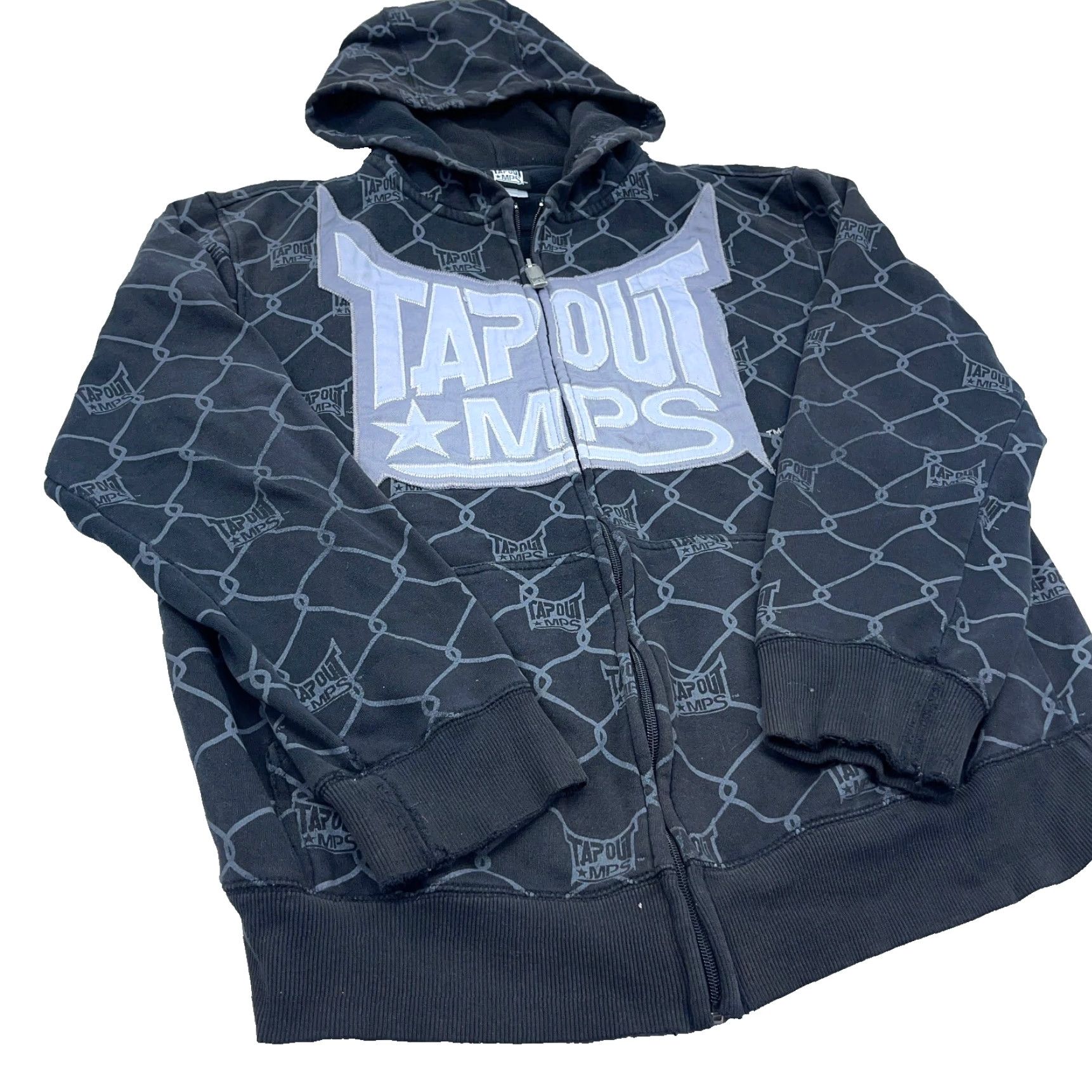 Tapout VINTAGE Tapout Hoodie Men XL Black Full Zip Jacket MMA AOP Cage Print Grunge Shirt Size US XL / EU 56 / 4 - 3 Thumbnail