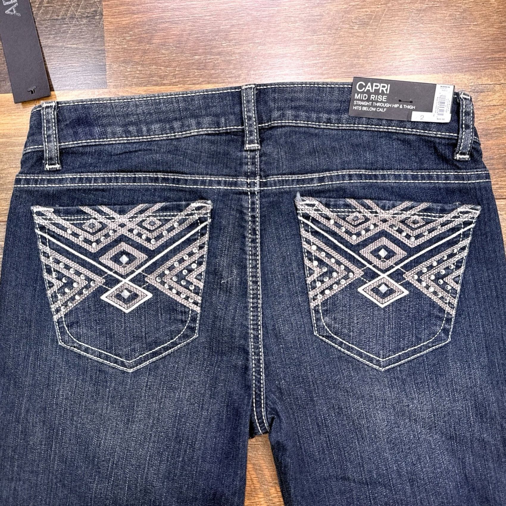 Apt. 9 Apt. 9 Jeans Capri Regular 2 28/Blue Denim Stretch City Solid Medium 23in Inseam Womens Modern Fit Size 26" / US 2 / IT 38 - 7 Thumbnail