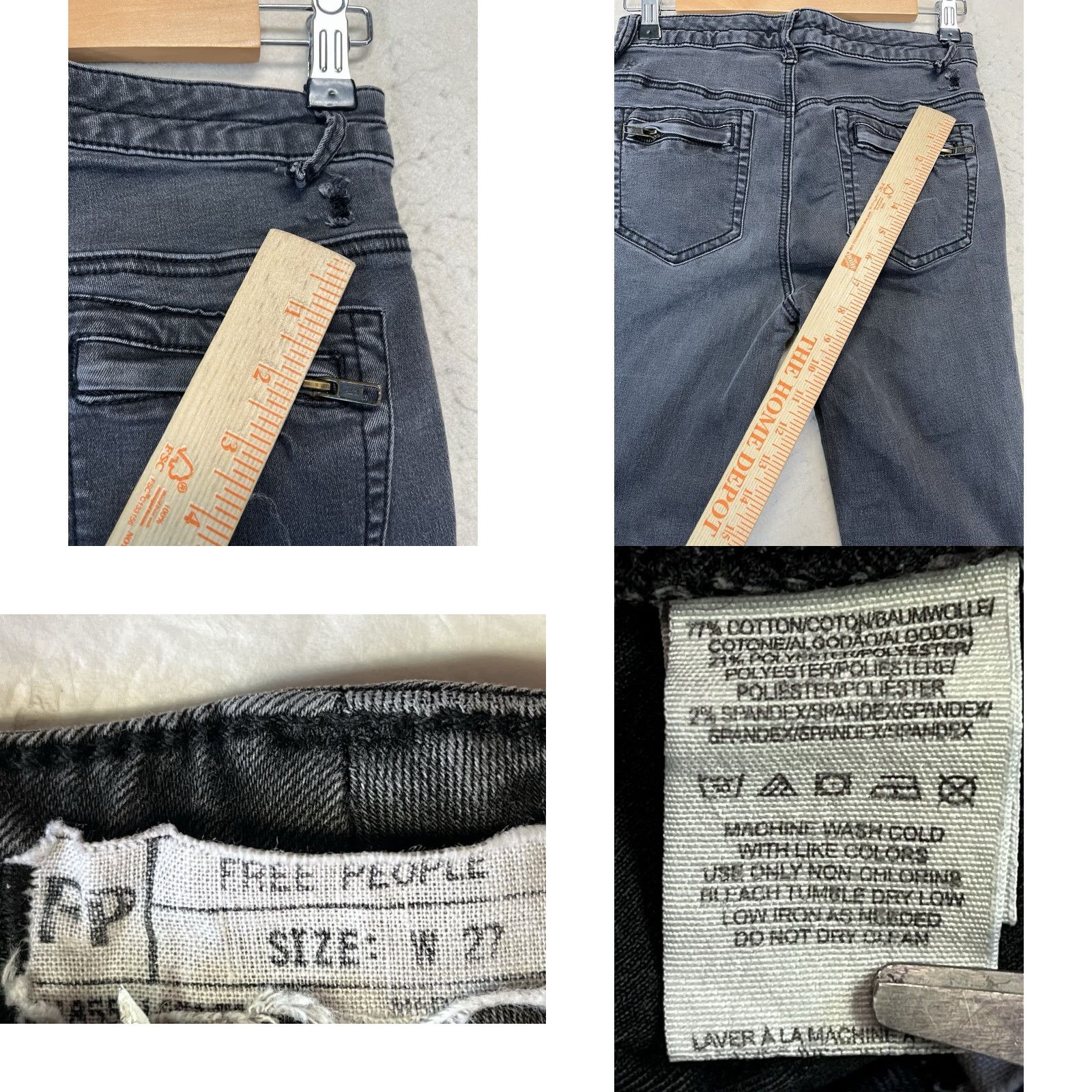 Free People Free People High Rise Washed Black Skinny Jeans Women’s 27 Belt Loops Skinny Belted FP Movement by Free People Jeans Women 27 Black Size 27" / US 4 / IT 40 - 8 Thumbnail