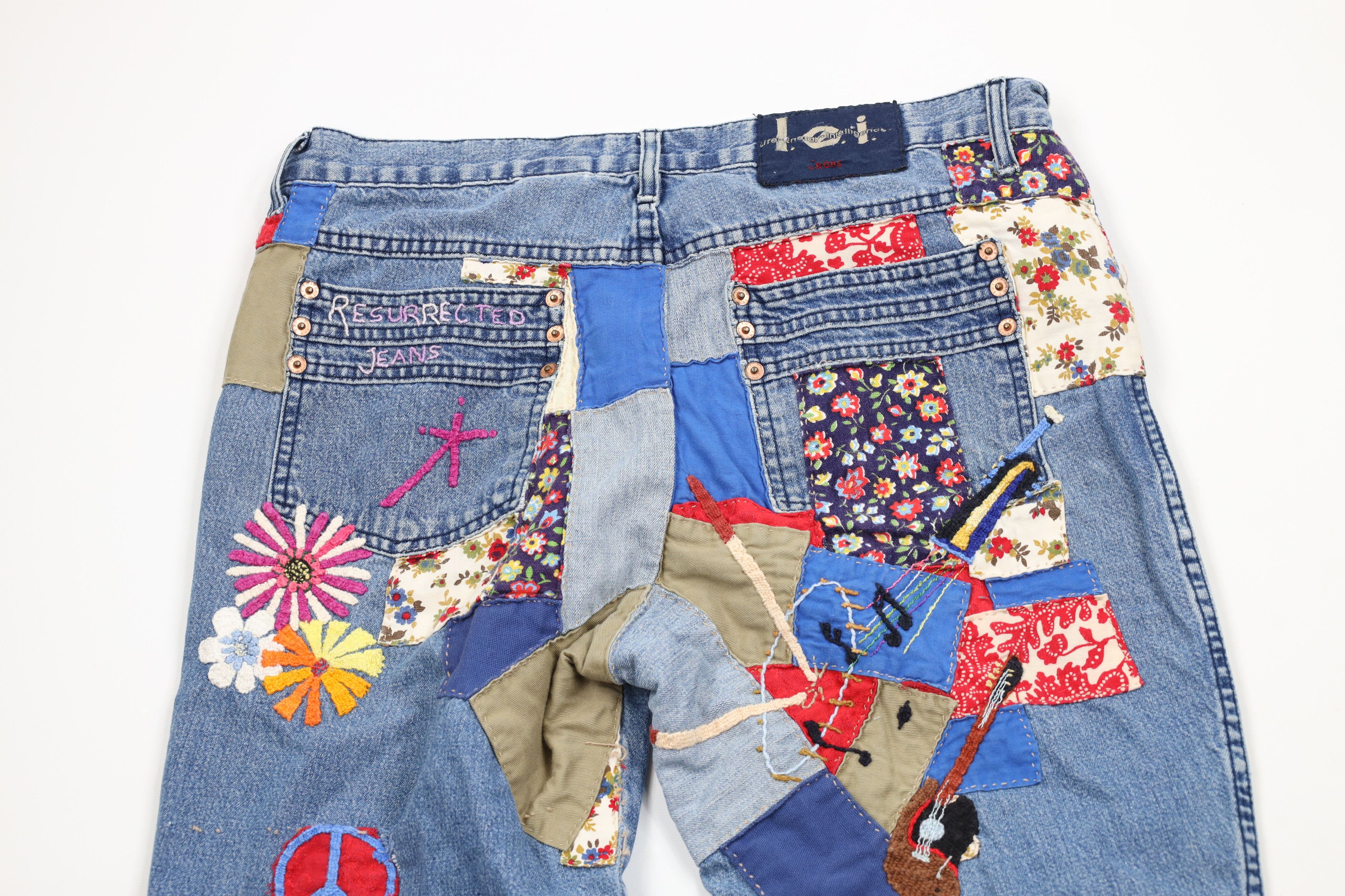 Vintage Vintage 90s Streetwear Patchwork Embroidered Flared Jeans Size 34" / US 12 / IT 48 - 13 Thumbnail