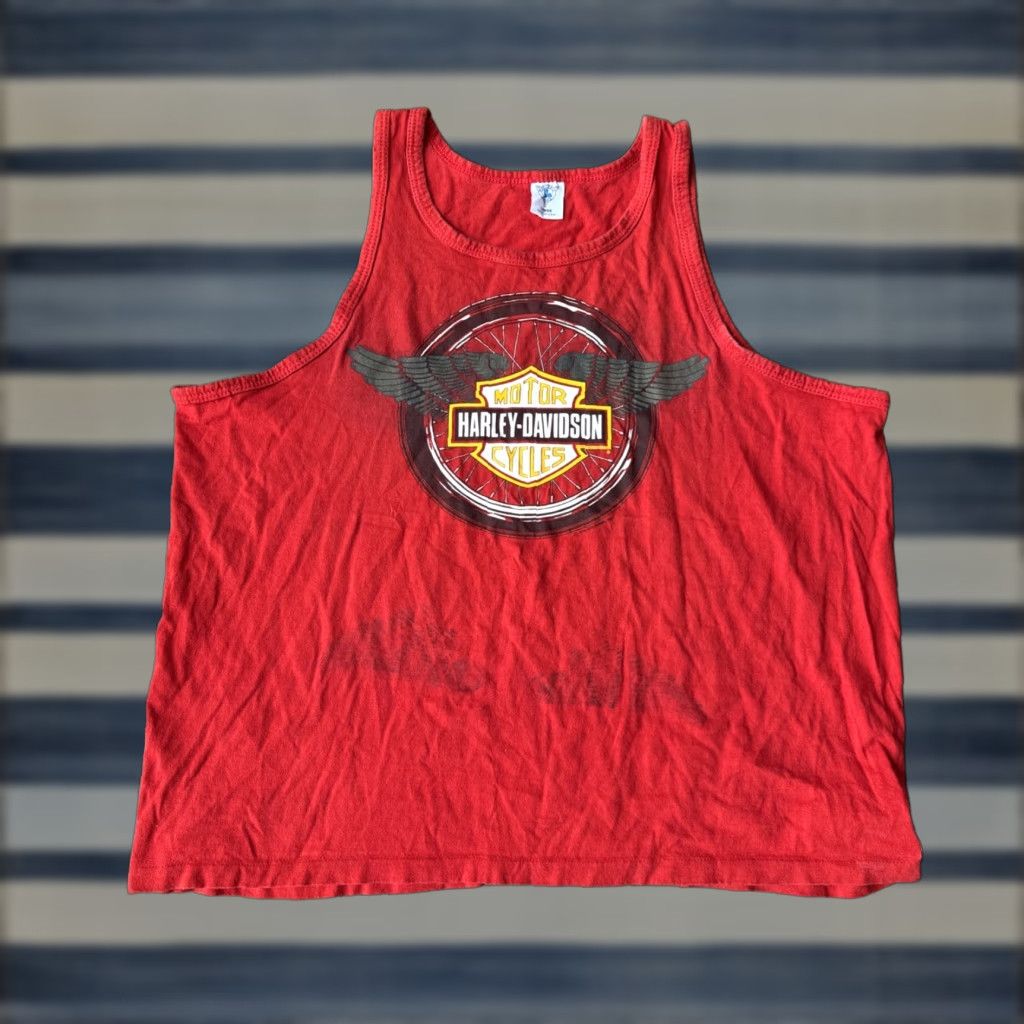 Harley Davidson VINTAGE Harley-Davidson Tank Top Shirt Harley Davidson Miami 90s Biker USA Red L Men Tank Top Shirt Size US L / EU 52-54 / 3 - 1 Thumbnail