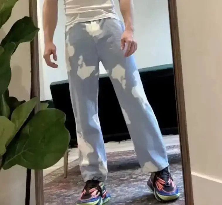 Japanese Brand Blue White Straight Tie-dye Jeans Denim Pants Size US 32 / EU 48 - 3 Thumbnail