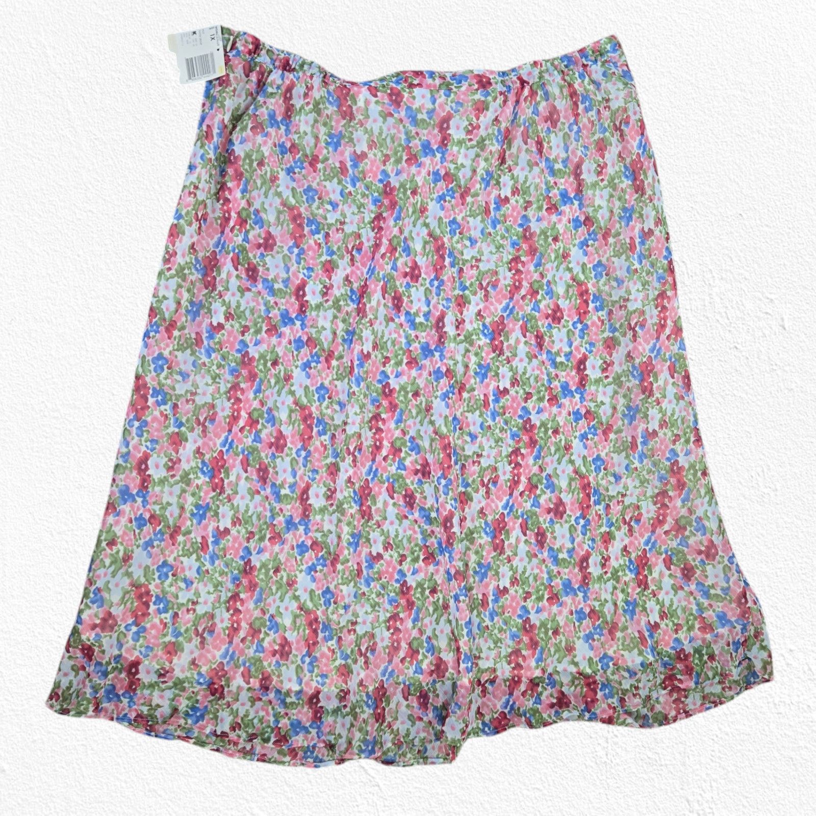 Other Y2K Pink White Floral Chiffon Midi Skirt Size 1X Size 38" / US 16 / IT 52 - 11 Thumbnail