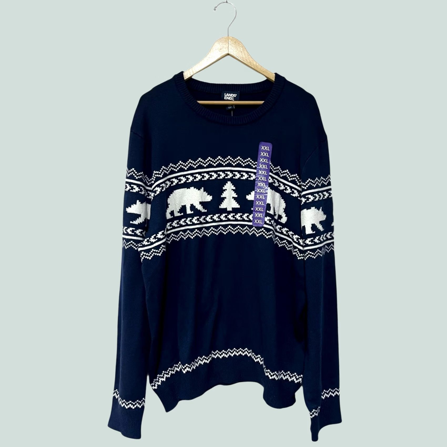 Lands' End Lands' End Sweater Fair Isle Bears Crew Neck Long Sleeve Pullover Mens XXL Blue Size US XXL / EU 58 / 5 - 1 Thumbnail
