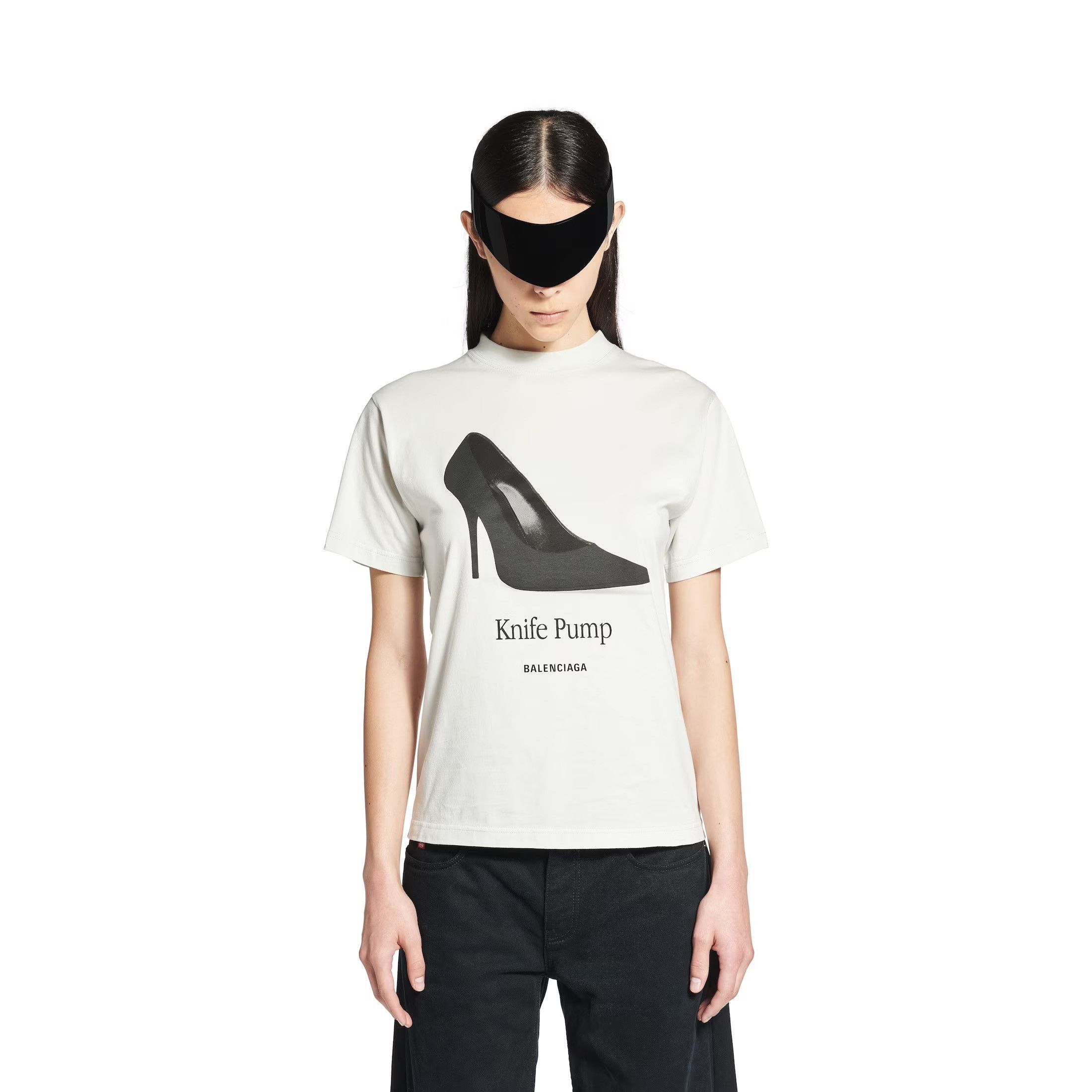 Balenciaga o1tr1nto0526 Knife Pump T-Shirt Small Fit in Dirty White Size XL / US 12-14 / IT 48-50 - 6 Thumbnail