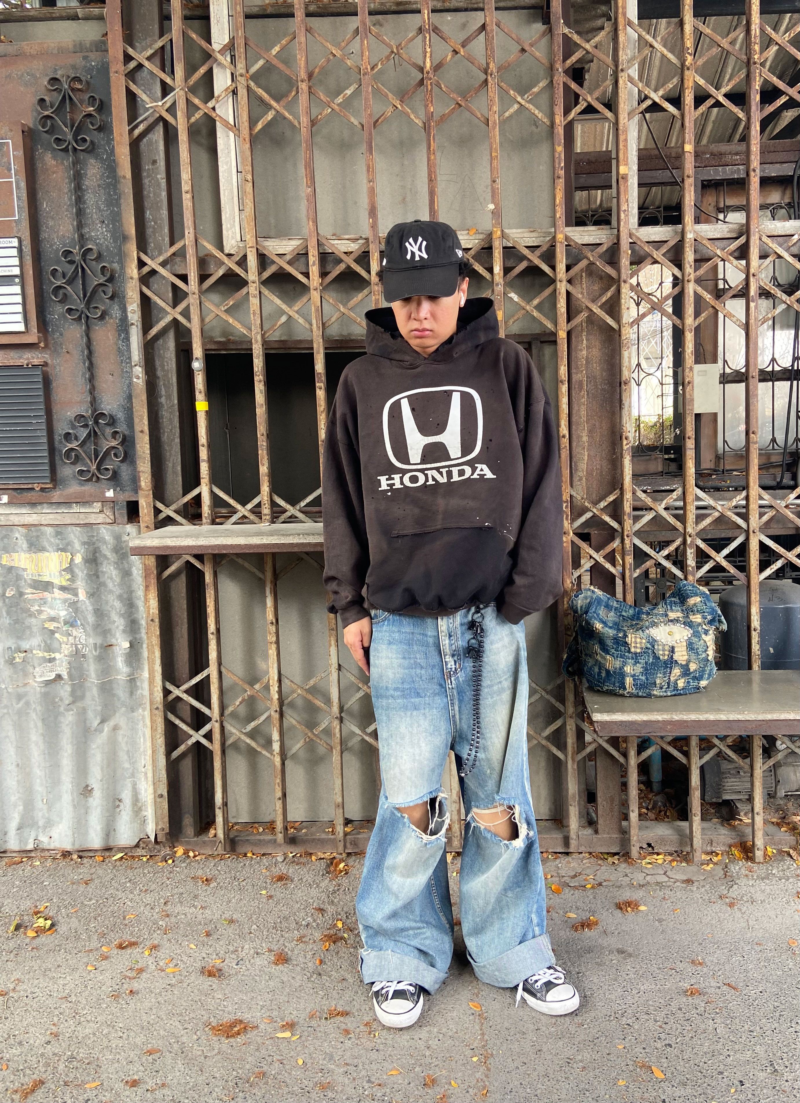 Vintage Thrashed Distressed & Faded "HONDA" Hoodie ERD Grunge Size US XL / EU 56 / 4 - 8 Thumbnail
