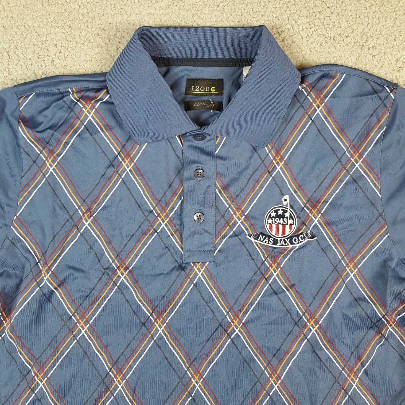 Izod VINTAGE IZOD Golf Polo Shirt NAS JAX Naval Air Station Argyle Collared Polo Shirt Blue M Men Polo Shirt 90s Preppy Beach Classic. Size US M / EU 48-50 / 2 - 3 Thumbnail