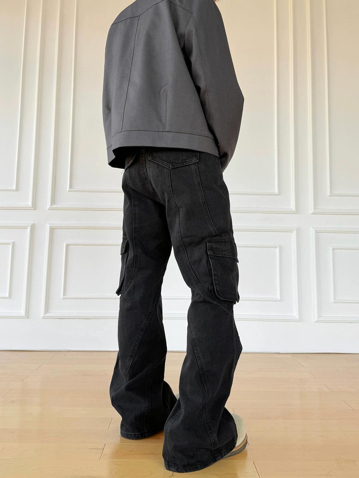 Other Black Flared Cargo Pants Size US 32 / EU 48 - 5 Thumbnail