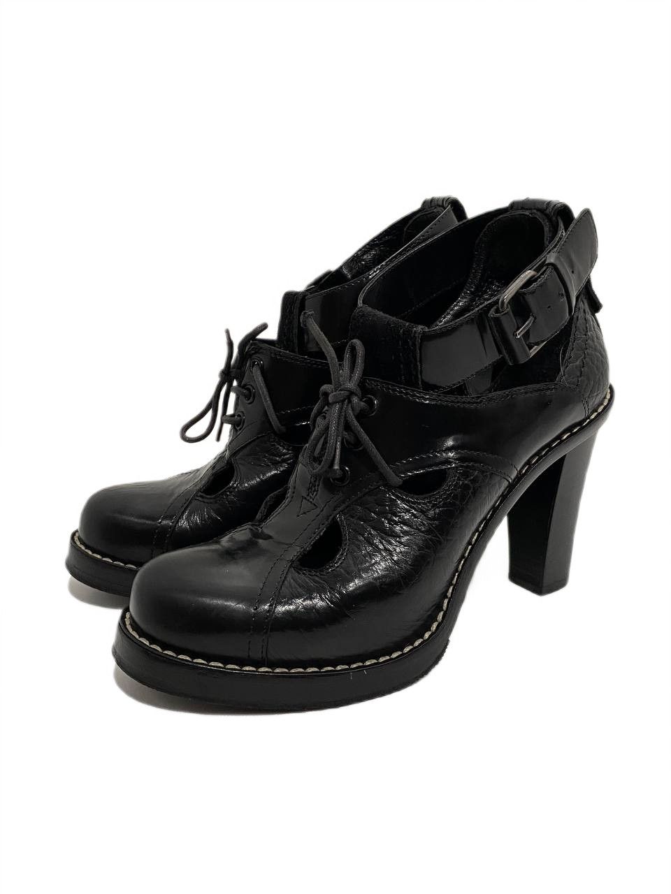 Balenciaga Balenciaga Black Leather Cut Out Lace Up Heels Boots Vintage Size US 6 / IT 36 - 1 Thumbnail