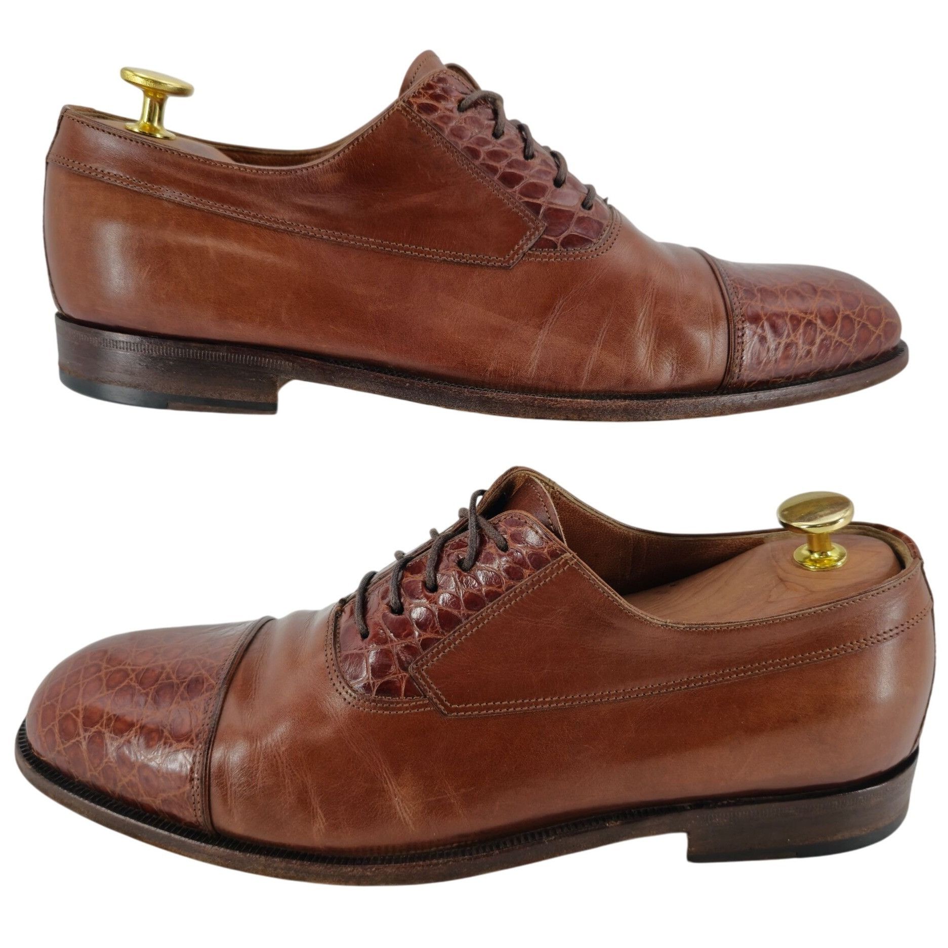 Bruno Magli Exotic Bruno Magli Italy Brown Alligator Leather Oxfords 10M Size US 10 / EU 43 - 5 Thumbnail